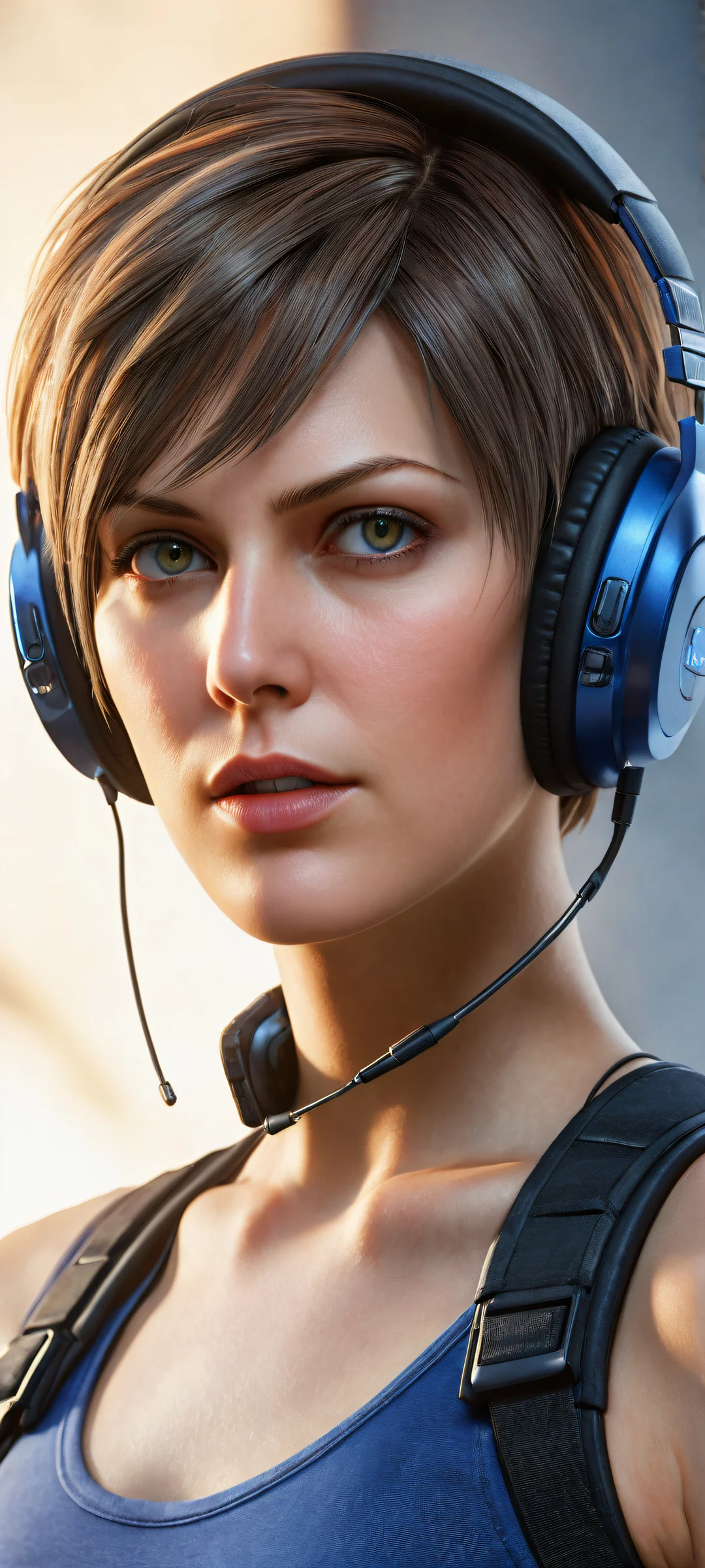 Breathtaking portrait of Jill Valentine for iPhone/Android with eerie void and award-winning digital art.