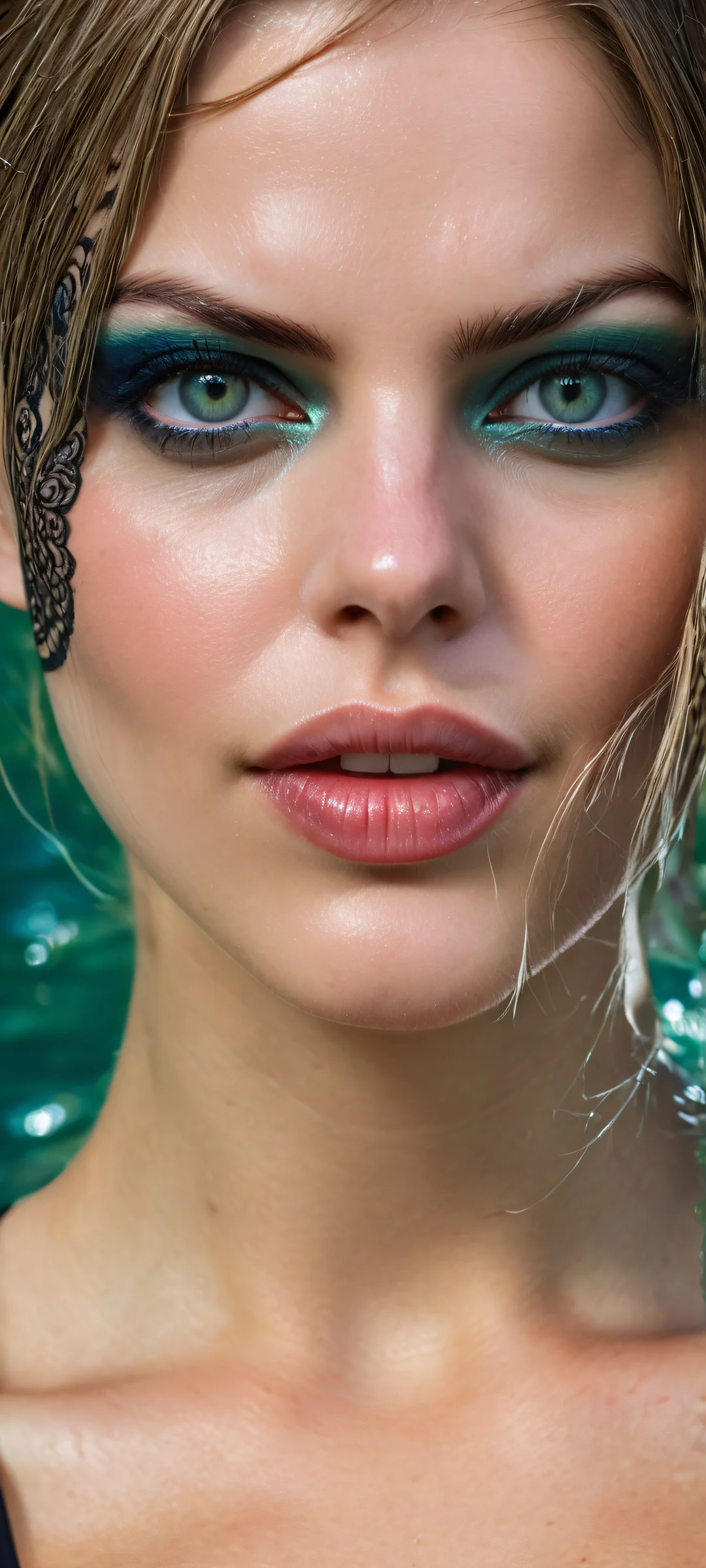 iPhone/Android portrait artwork of Jill Valentine in Dark Mode aesthetic, featuring intricate micro-details and a breathtaking pure void background.