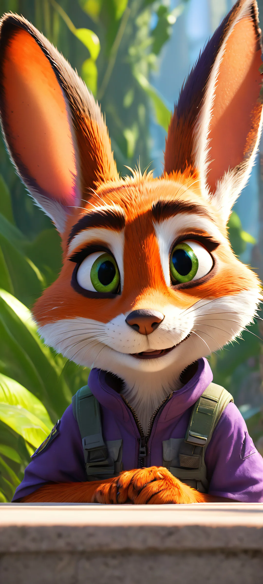 Judy Hopps and Nick Wilde portrait with intricate details on iPhone/Android home screens