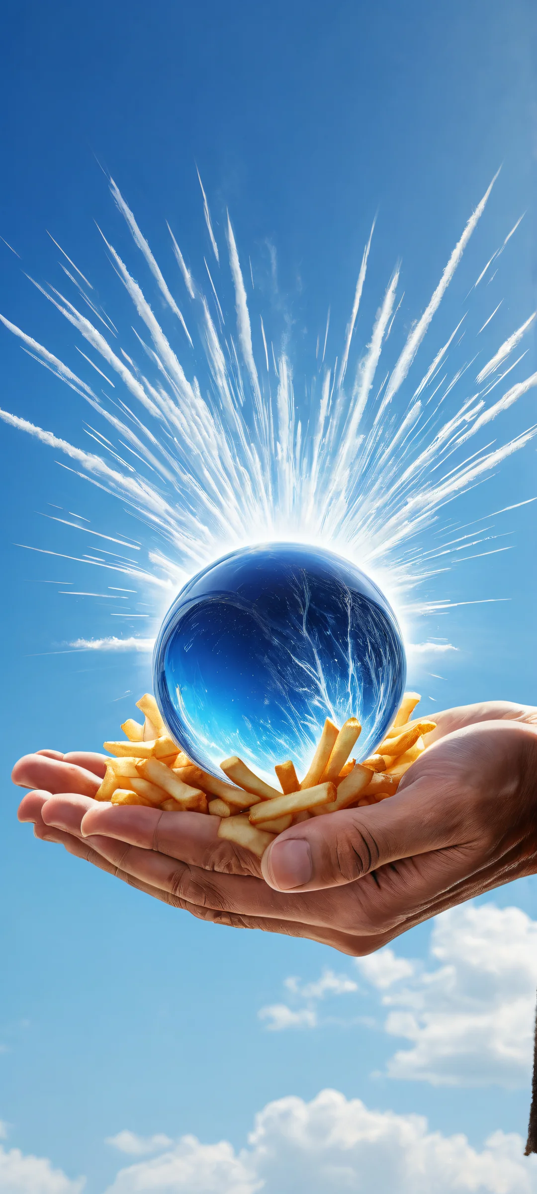 A blue energy ball appears in front of a man's hand, screaming 'kamehamehaaaaaaa', on an iPhone or Android home screen.