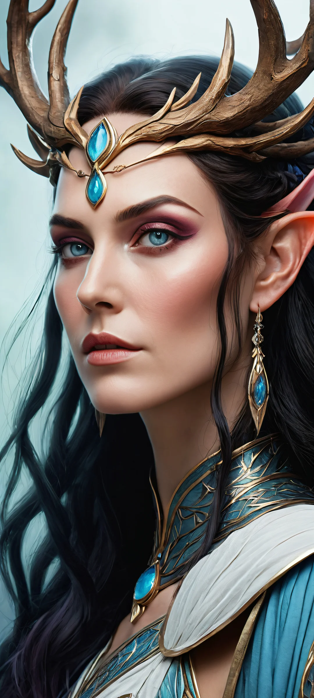 Delicate illustration of Keyleth from Critical Role on a vast, empty void, iPhone と Android のホーム画面に完全に最適化.