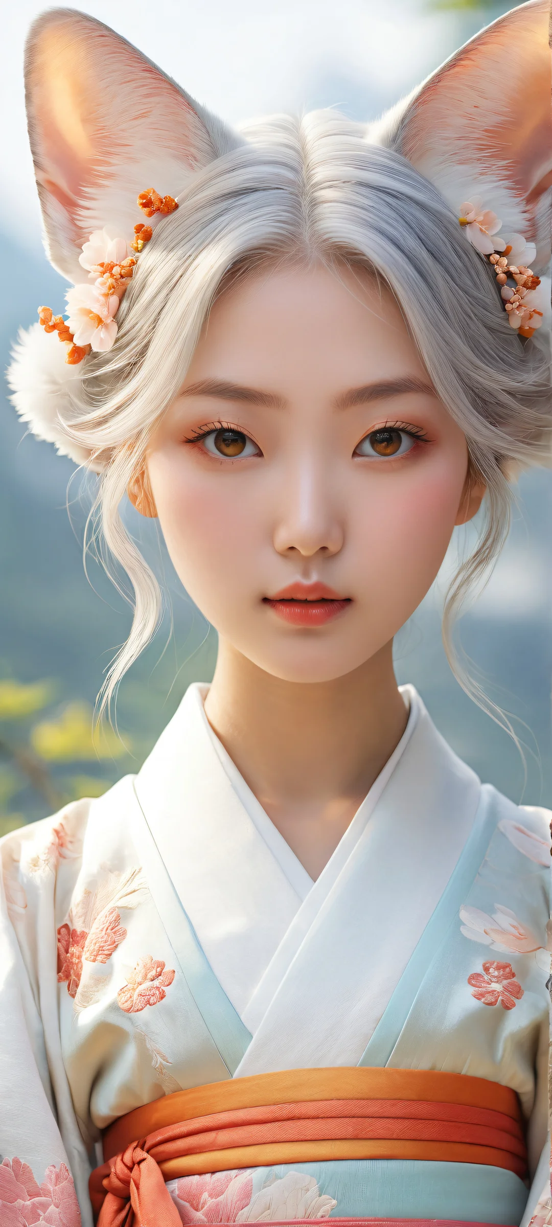 Adorable Kirakimono character on a pure void background for iPhone/Android wallpapers.