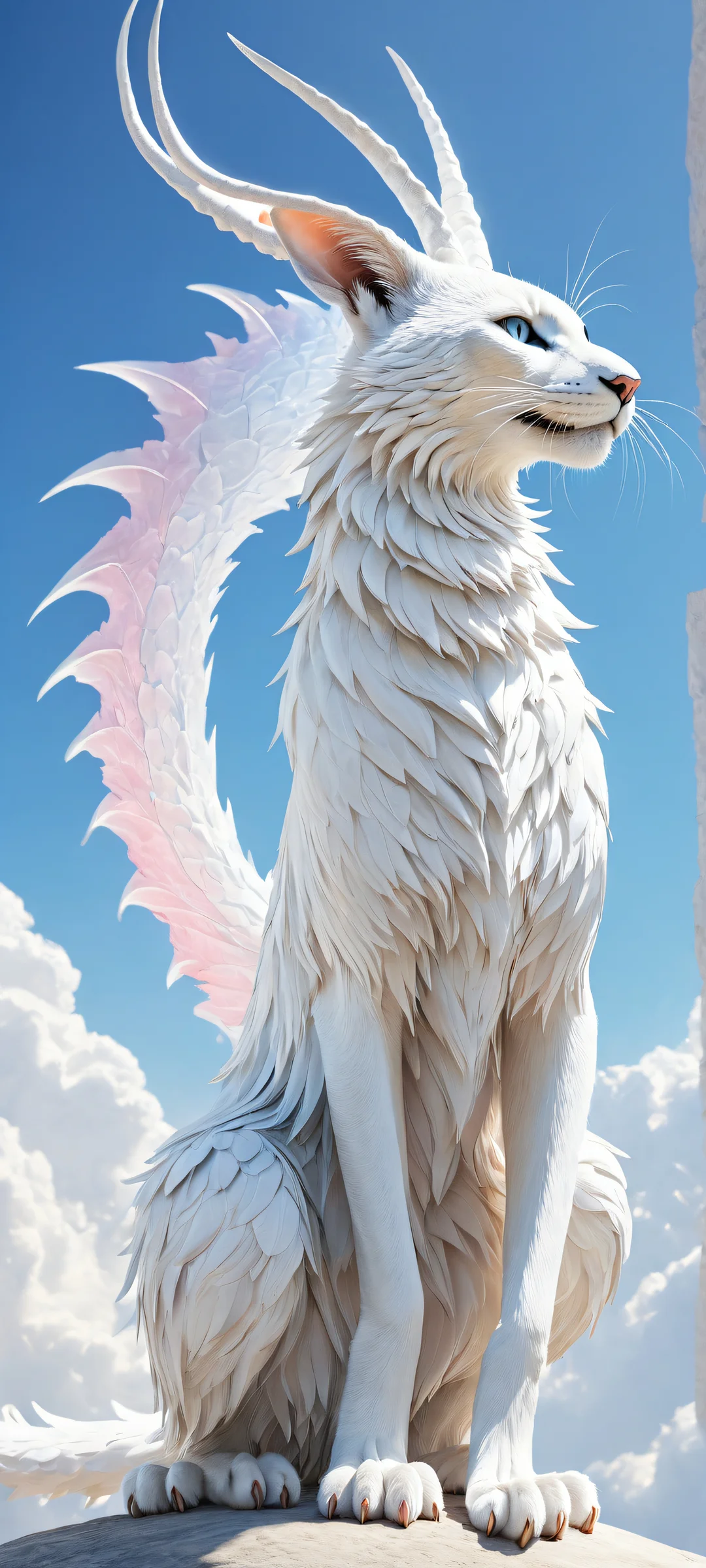 Majestic Kirichi creature on iPhone/Android with stunning micro-details and gradient-filled sky.