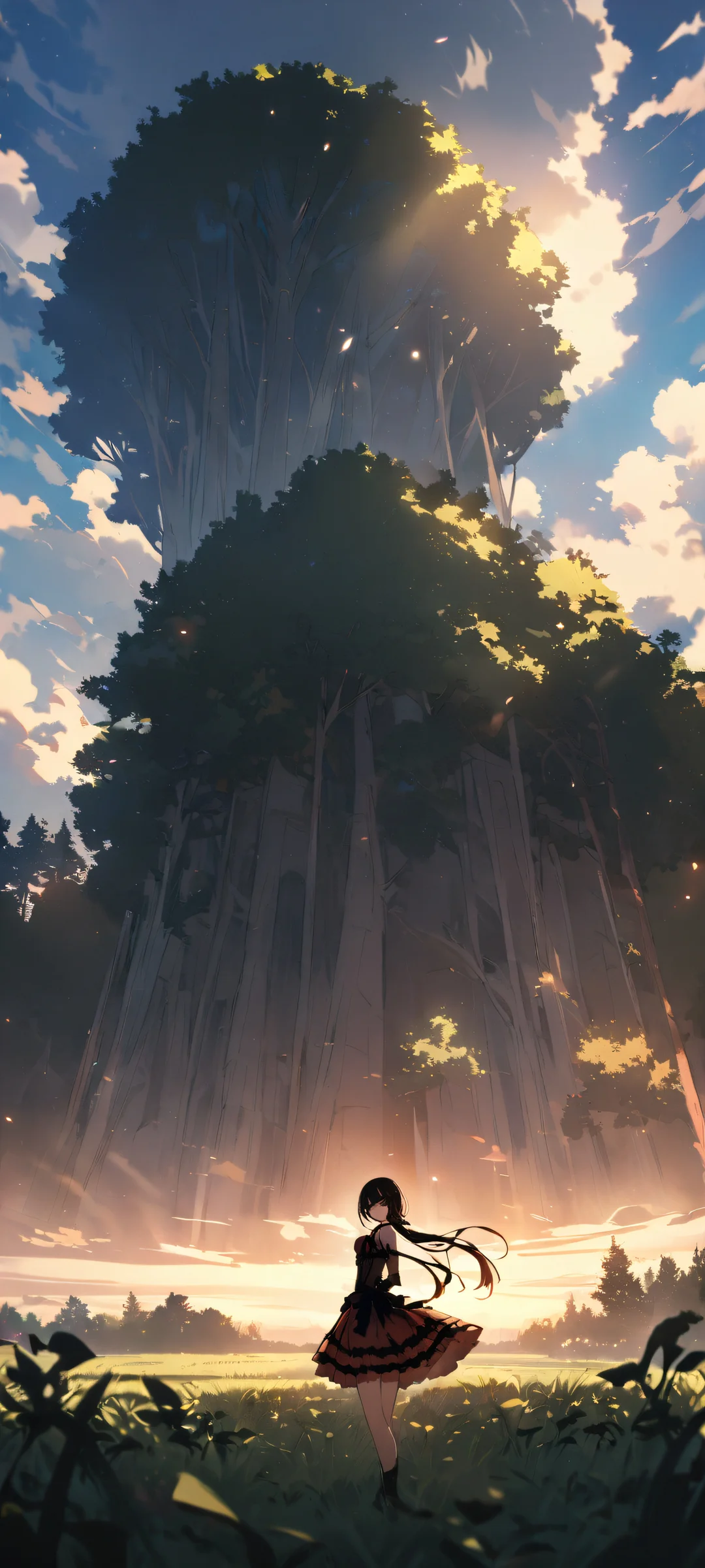 Anime girl Kurumi Tokisaki looking at the viewer, perfekt optimiert für iPhone/Android-Startbildschirme.