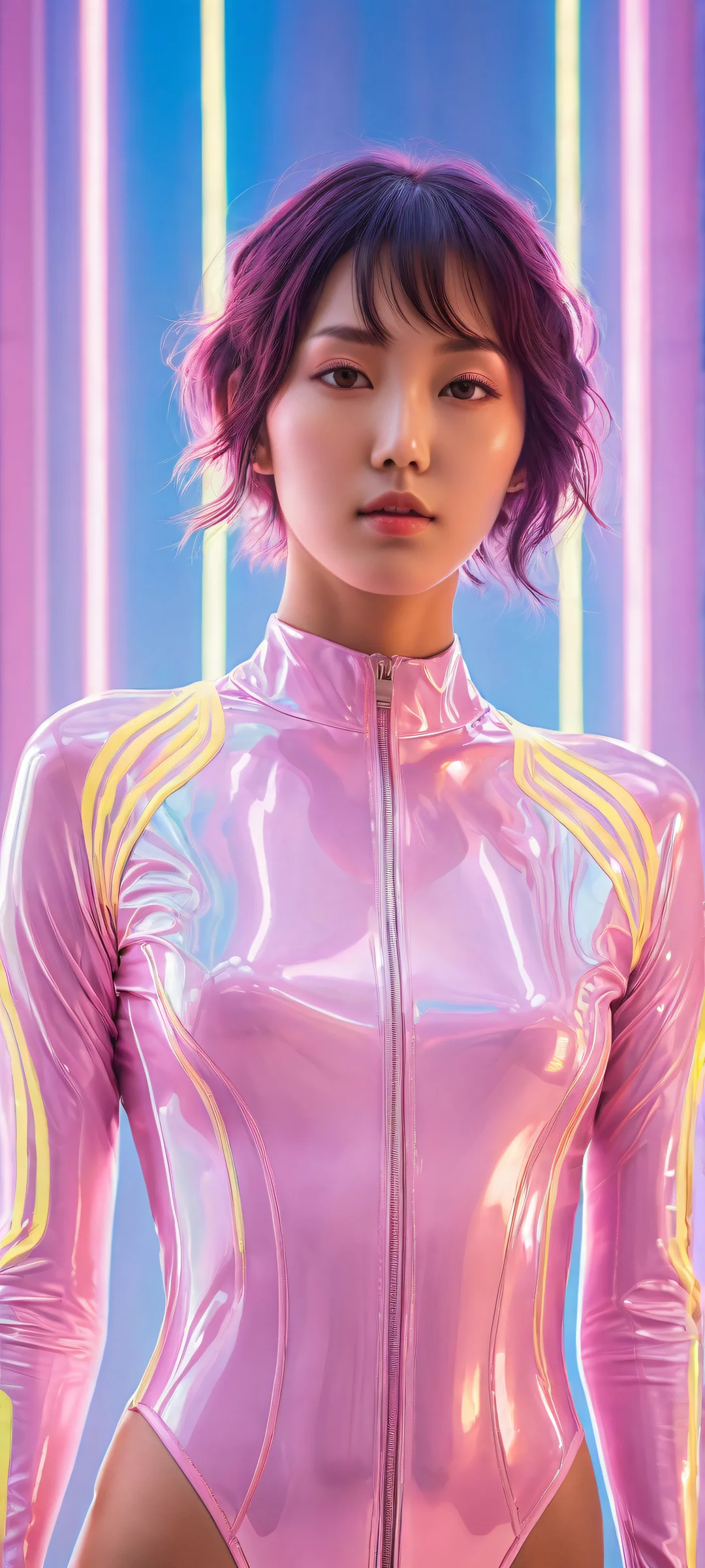 Breathtaking digital artwork of Lain Iwakura on iPhone/Android, showcasing 8K resolution and a masterpiece-worthy 16:9 aspect ratio, with radiant colors and ray-traced reflections.