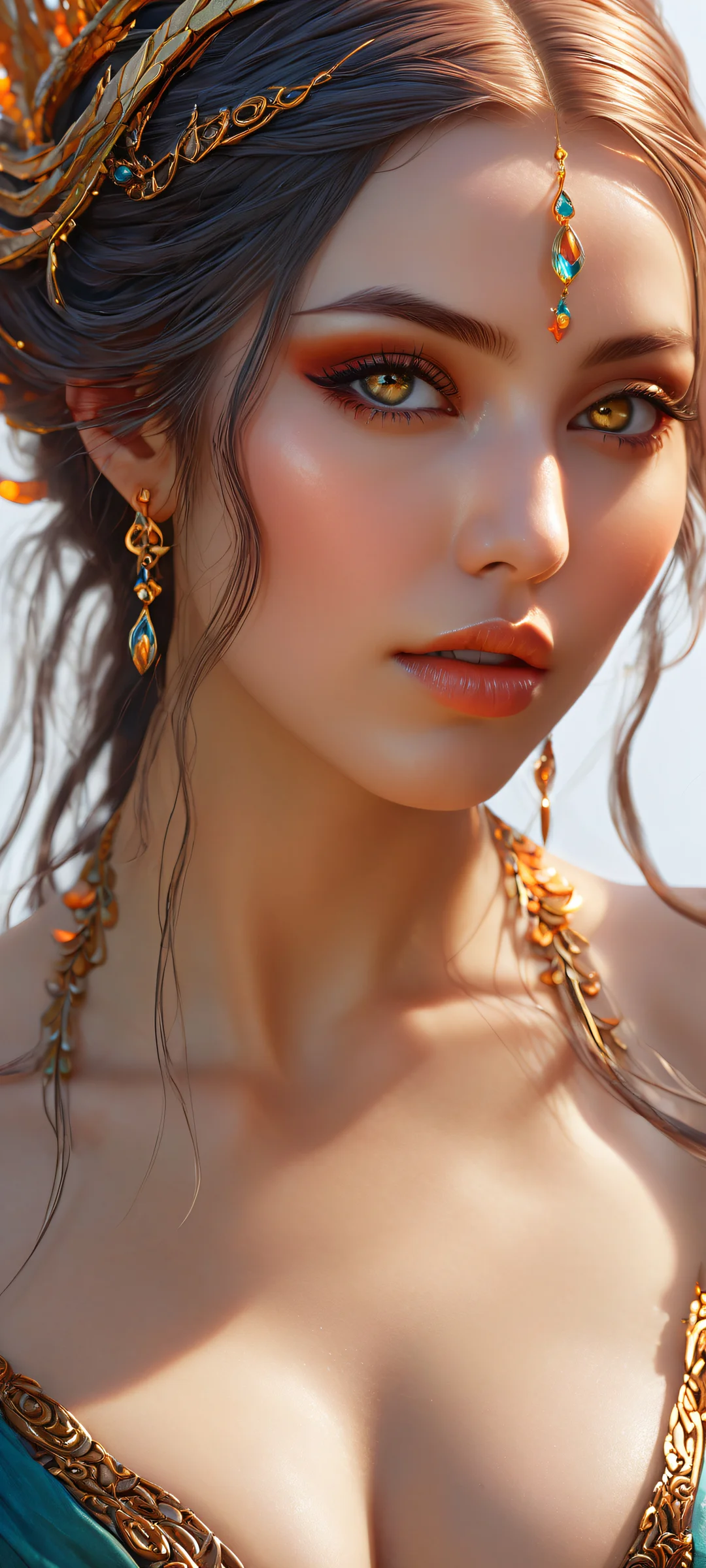 Breathtaking portrait of Lamia on iPhone/Android with intricate scales and hair, perfekt für Home-Bildschirme