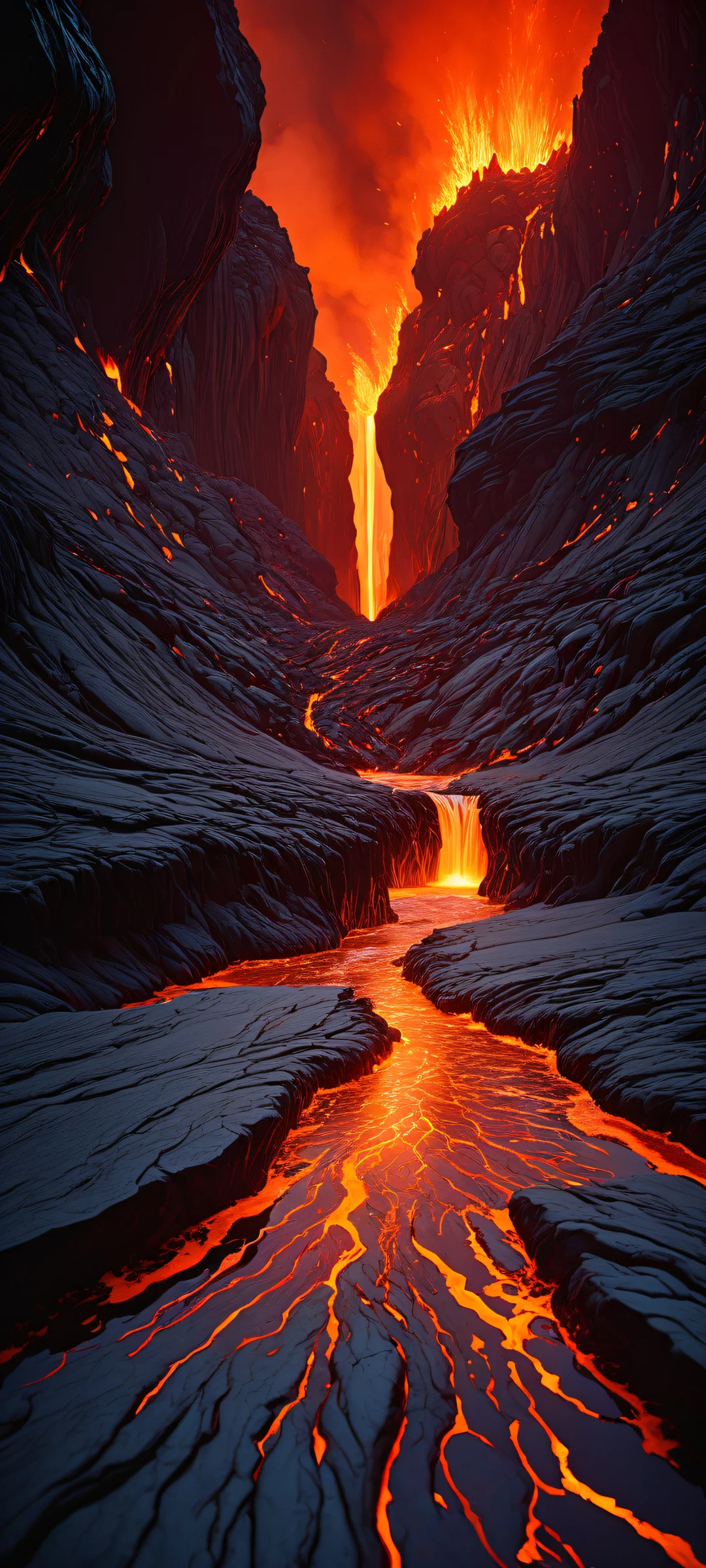 iPhone/Android stunning landscape wallpaper featuring lava flows and a breathtaking sky, perfectly optimized for home screens.