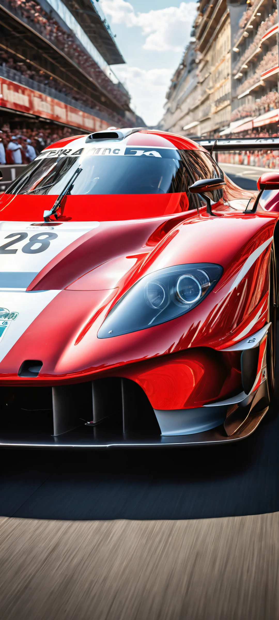 A stunning iPhone/Android wallpaper featuring a breathtaking portrait of a Le Mans Prototype with intricate micro-details, perfectly optimized for your home screen.