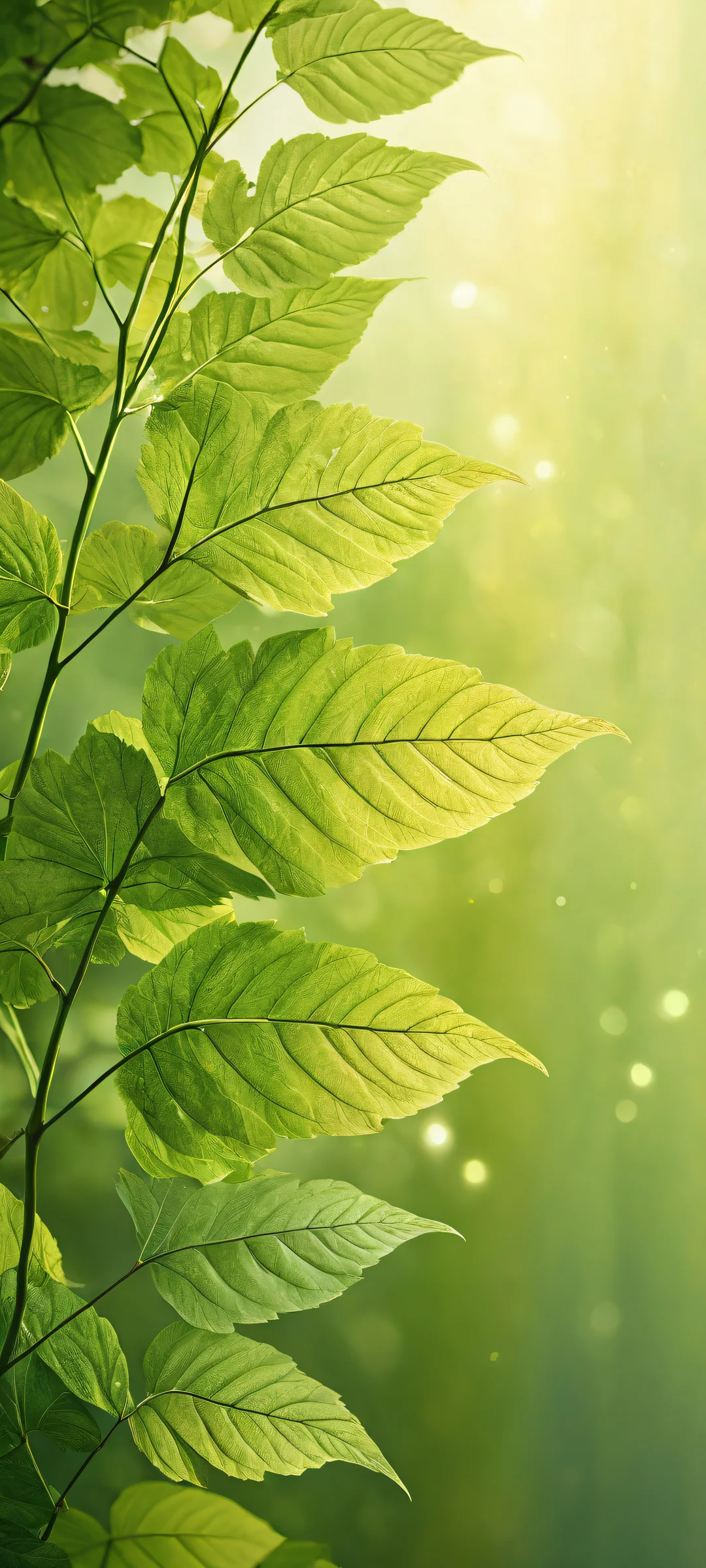 A serene and harmonious mobile wallpaper featuring delicate leaves on a calm natural background. Perfectly optimized for iPhone and Android home screens.