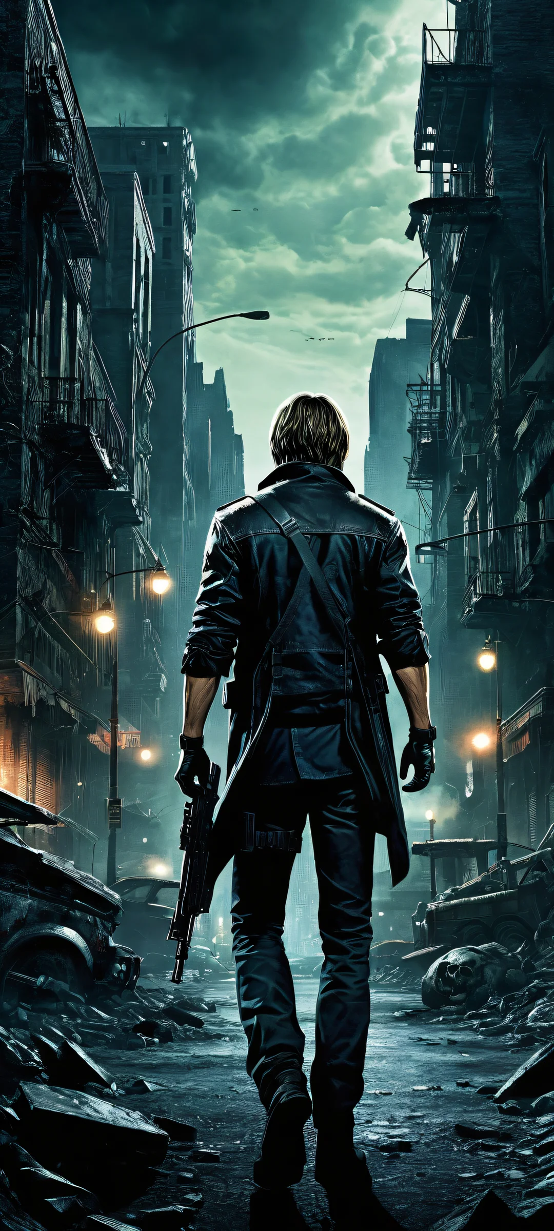 iPhone and Android wallpaper featuring Leon Kennedy's Raccoon City escape plan. Parfaitement optimisé pour iPhone, SamsungGalaxy, et écrans d'accueil Android.