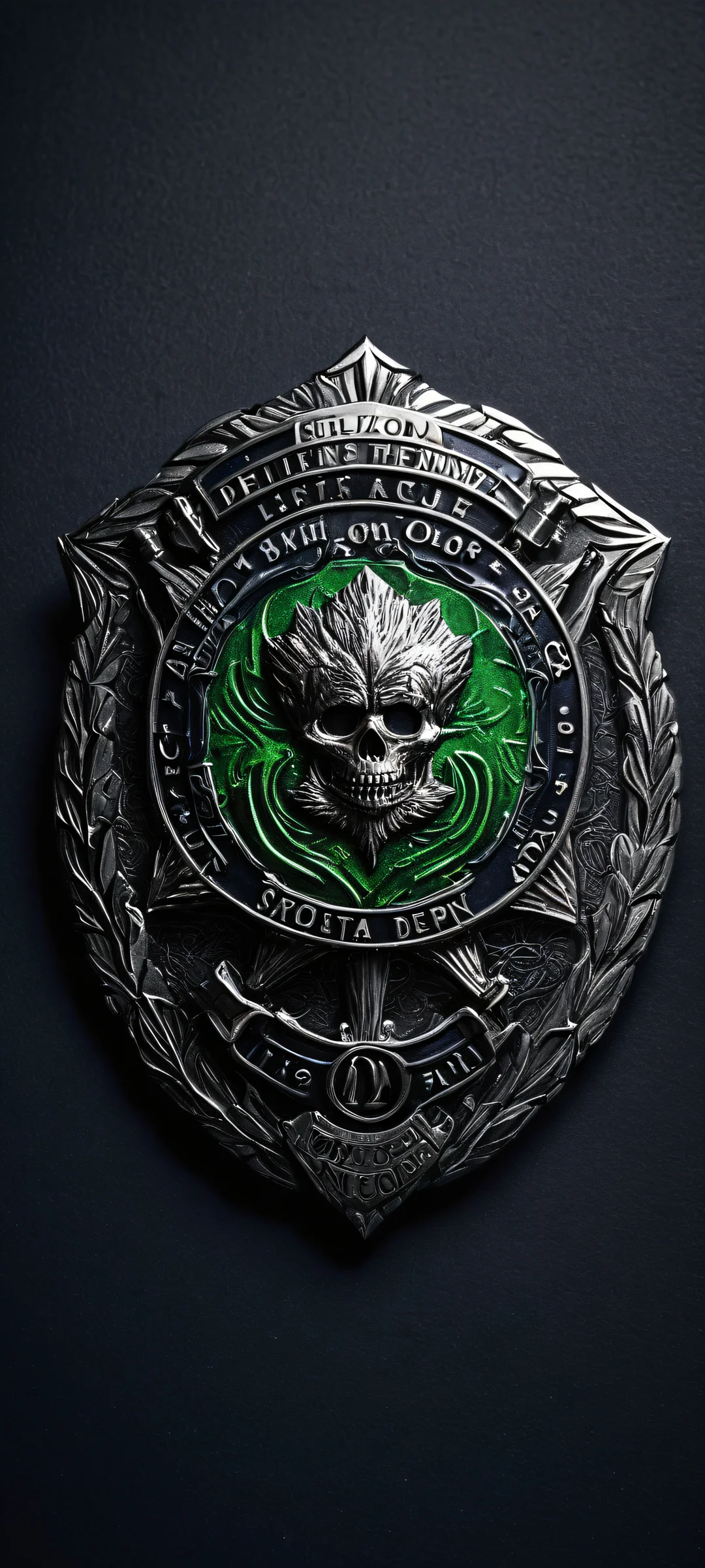 A stunning portrait of Leon Kennedy set against the backdrop of a Raccoon City Police Department badge, iPhone と Android のホーム画面に完全に最適化.