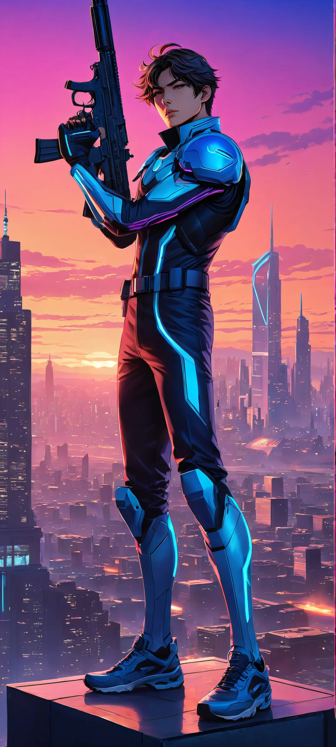 Ethereal portrait of Leon McNichol from Bubblegum Crisis. iPhone/Android ready with stunning visual impact and perfect composition.