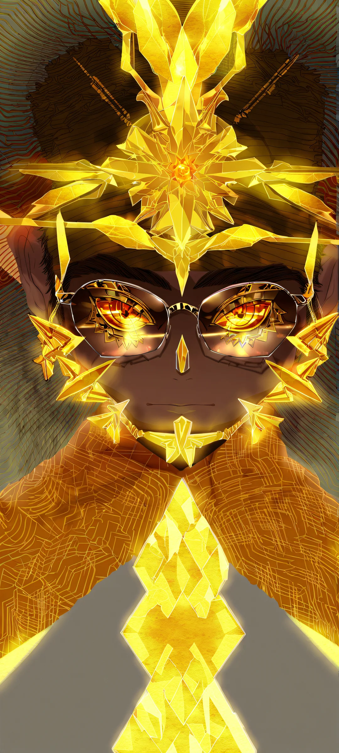 Breathtaking portrait of Leorio Paradinight's face on a clean iPhone or Android home screen, showcasing his brown eyes and short dark hair, with ethereal lighting radiating from above.