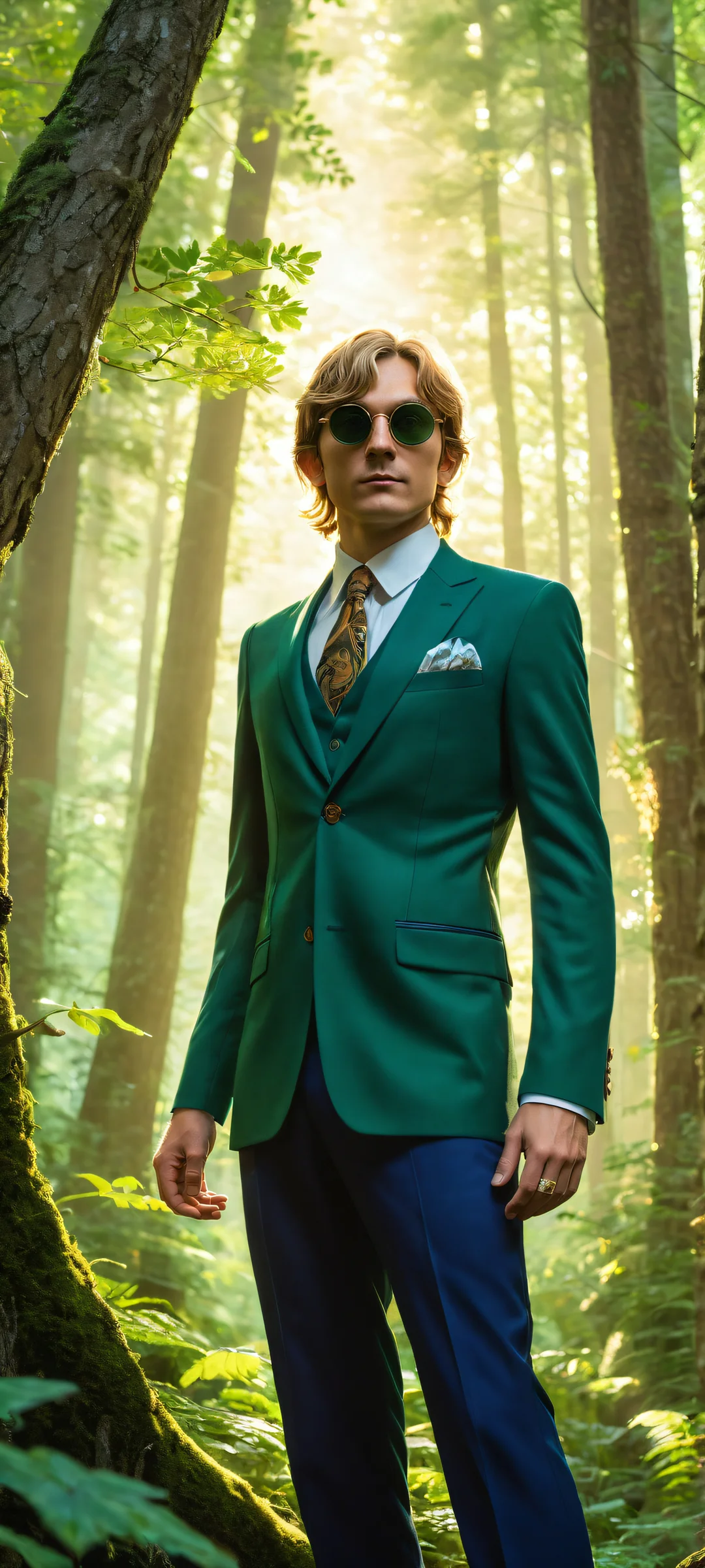 Ethereal portrait of Link surrounded by Skull Kids in a mystical forest scene, perfectly optimized for iPhone and Android home screens.