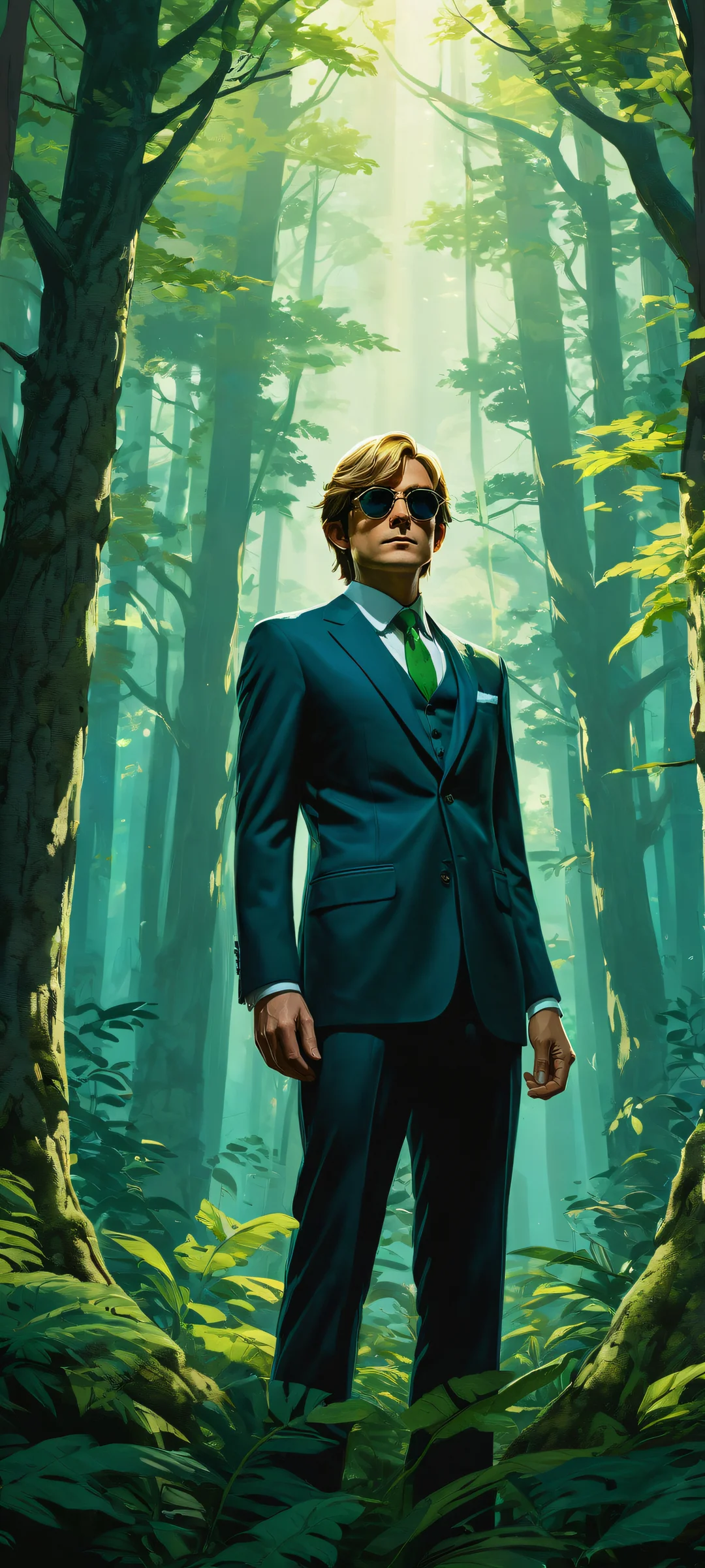 A stunning portrait of Link surrounded by Skull Kids in a whimsical forest scene. Perfect for your iPhone or Android home screen.