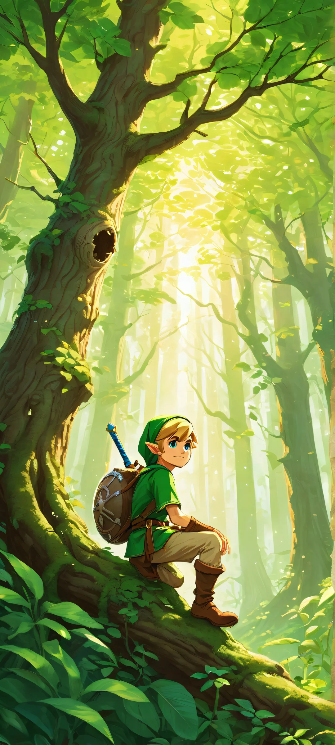 Link's Quest for the Shiny Rupee QHD Smartphone Backgroundホーム画面に完全に最適化 iPhone and Android users alike will adore this breathtaking portrait of Link negotiating with Tingle for a rare giant glittery rupee. Perfectly optimized for home screens.