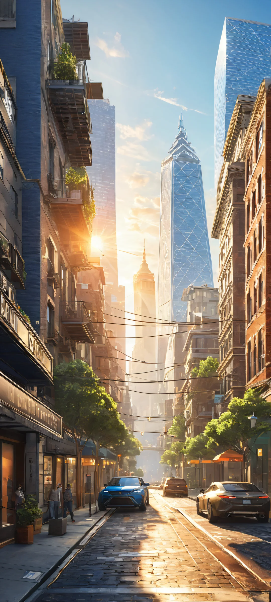 Futuristic cityscape of Watch Dogs 2 with iPhone/Android in mind - Lombard Street, cranes, and buildings. Perfect for mobile home screens.