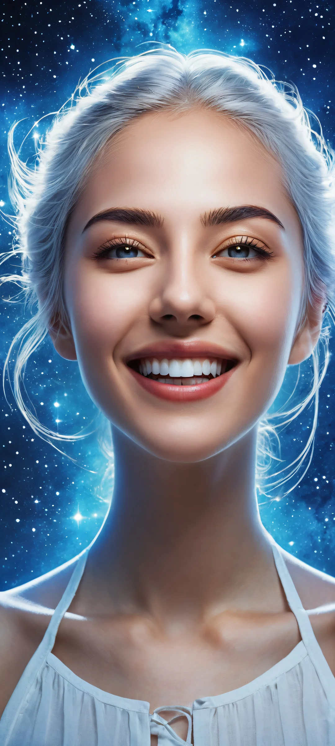 iPhone and Android user, discover the stunning portrait of Luma with intricate textures and radiant colors against a vast starry void.