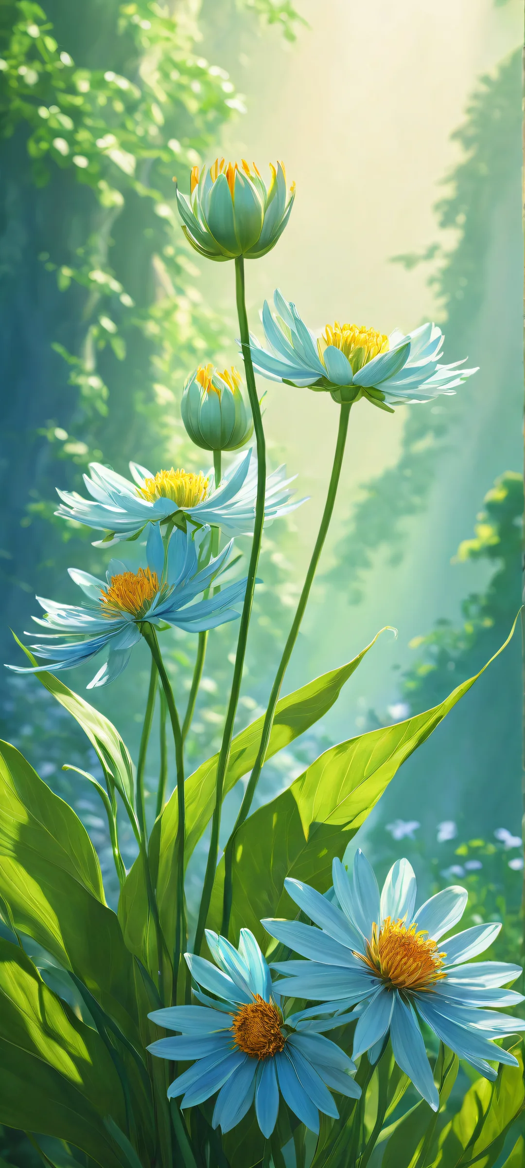 A stunning portrait of delicate flowers against a vast pure void, perfectly optimized for iPhone and Android home screens.