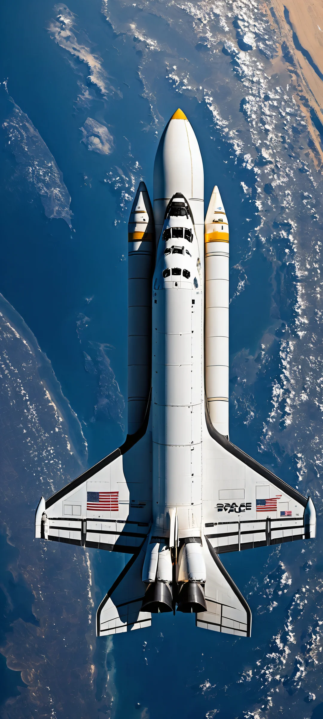 A majestic Space Shuttle Enterprise takes center stage against the backdrop of the Moon's surface. Perfectly optimized for iPhone and Android home screens.