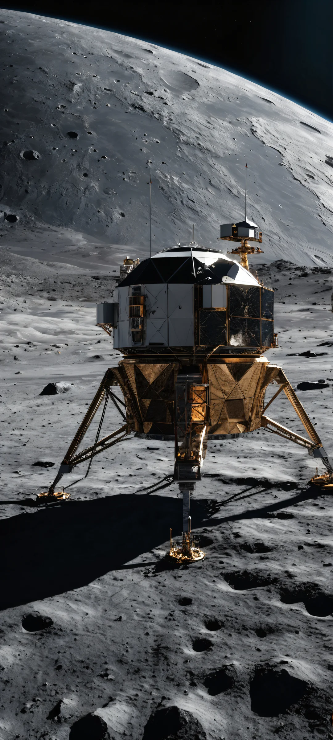 A breathtaking digital art of The Artemis II Lander on the lunar surface for iPhone and Android devices.