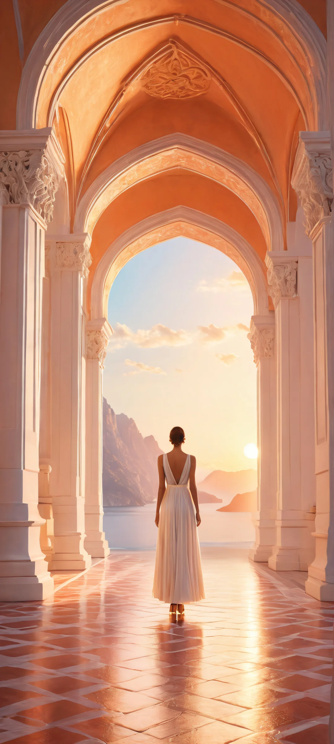 Luxurious Archways Lock Screen for iOS & Android Ethereal artwork of luxurious archways on a pure void background for iPhone/Android home screens.