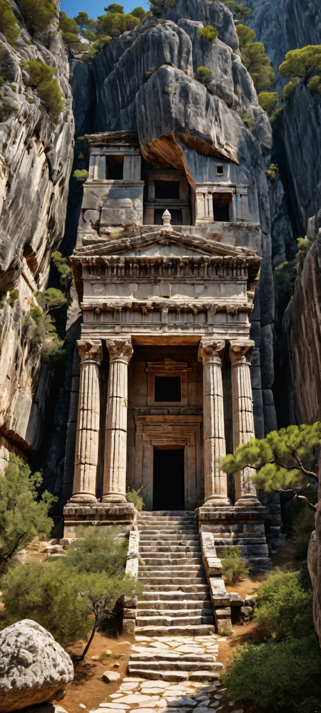 Ancient Lycian rock tombs on iPhone/Android phone background
