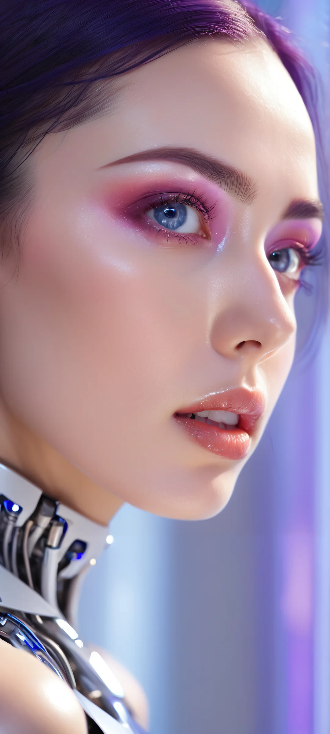 M3GAN portrait on iPhone/Android with void background for UI breathing space