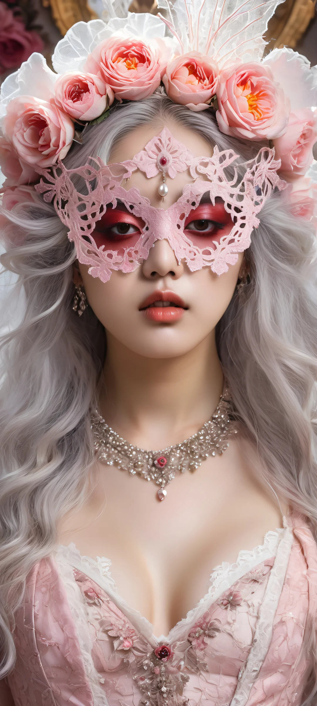 Breathtaking portrait of a mad K-pop idol on an iPhone/Android phone with intricate details and ethereal lighting.