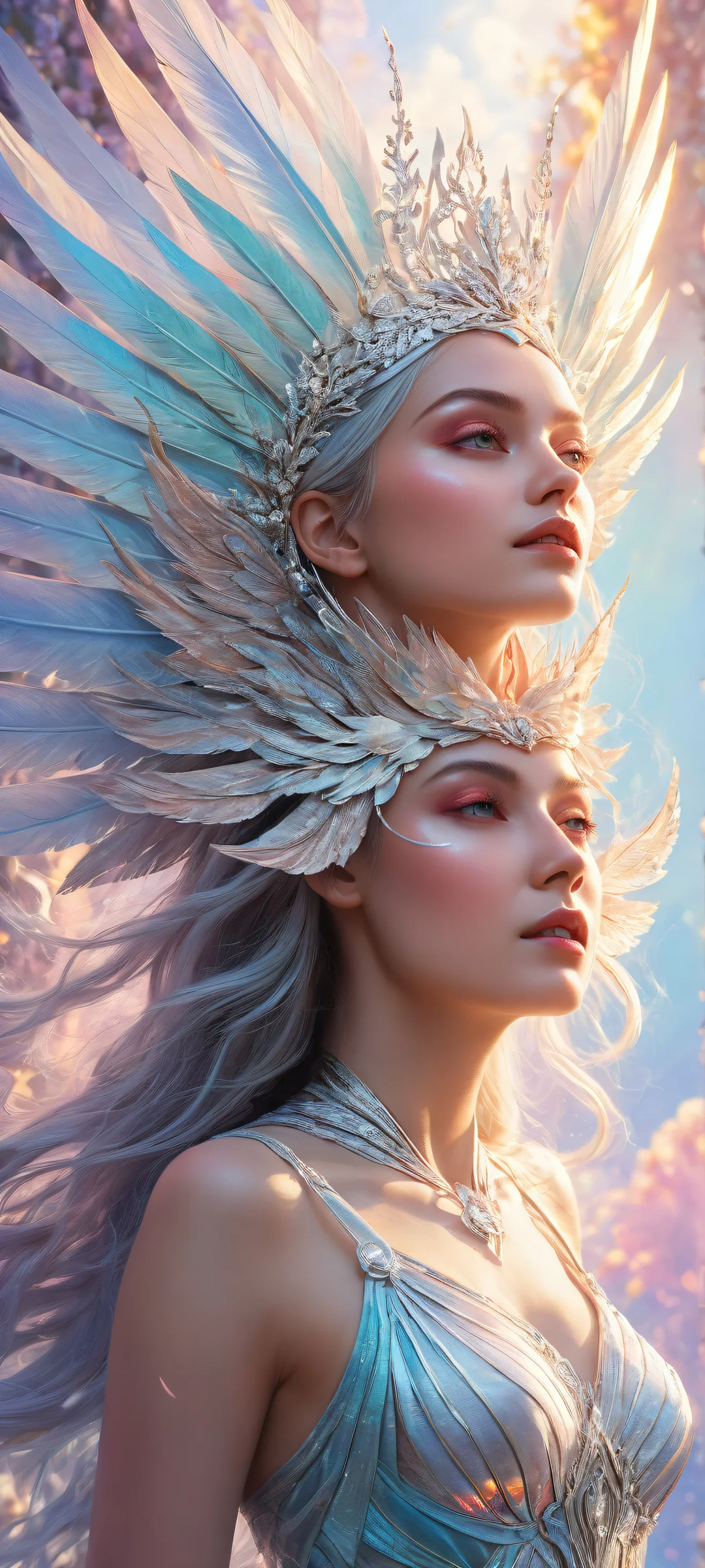 Ethereal magical creatures against a pure void background, perfectly optimized for iPhone/Android home screens.