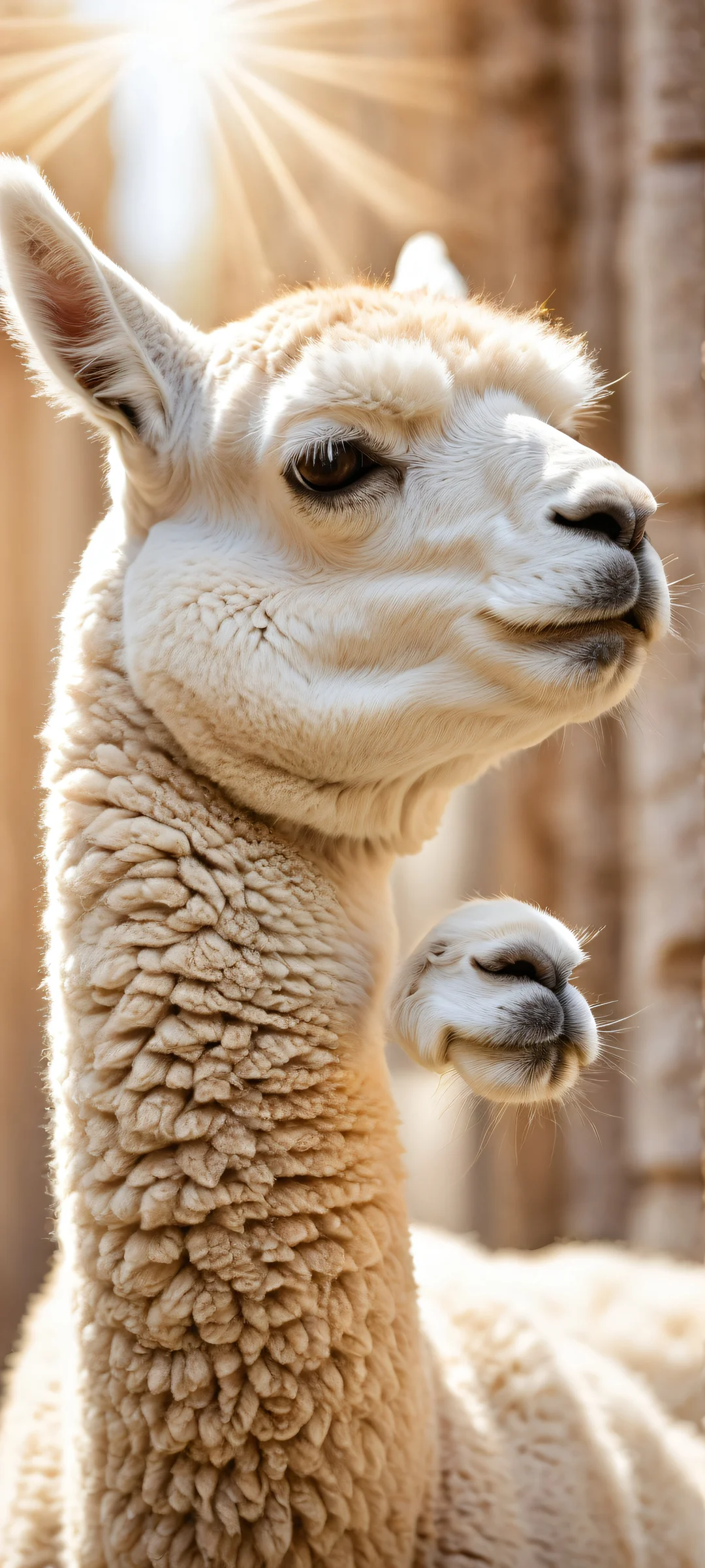 Majestic Alpaca Portraiture QHD Phone Background iPhone/Android users will adore this breathtaking portrait of a majestic alpaca, perfectly optimized for home screens.