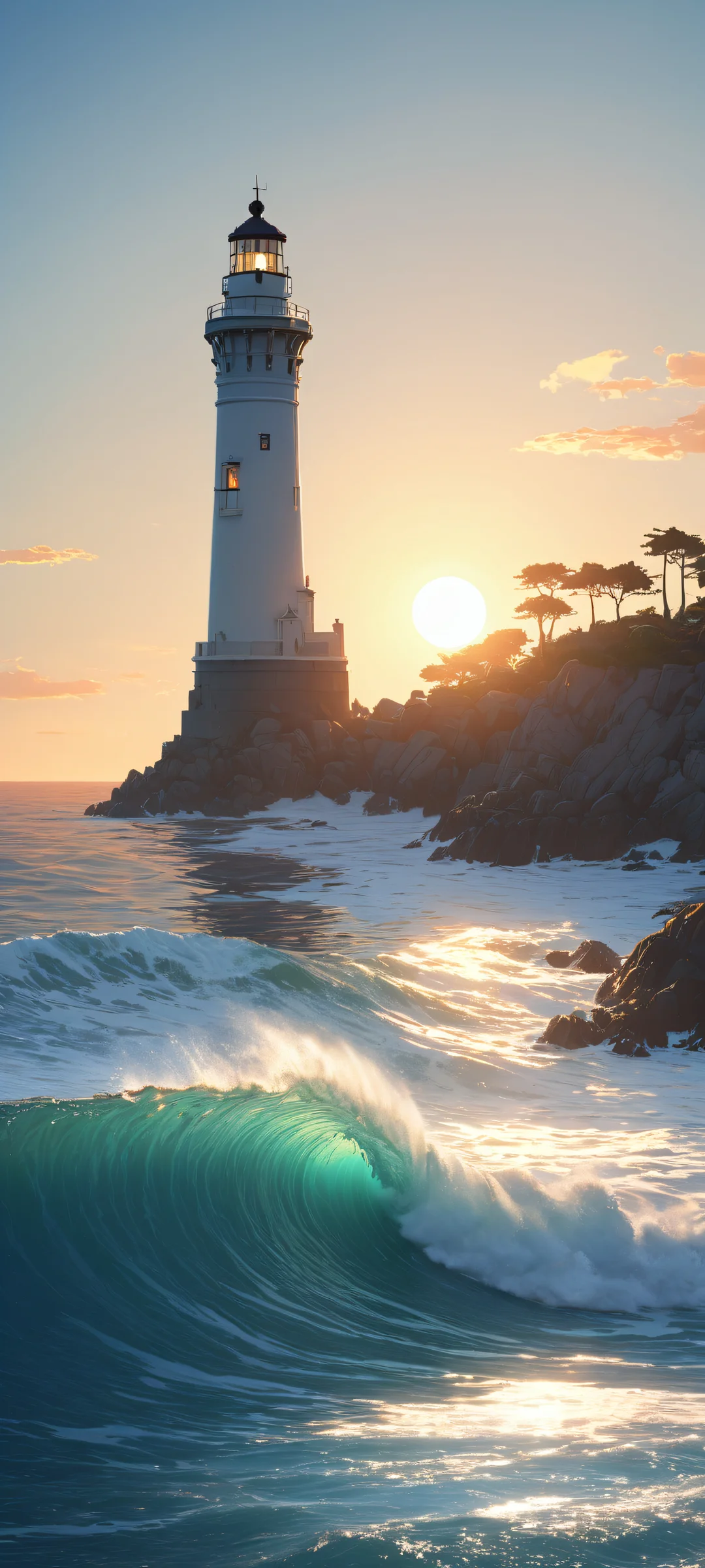 A majestic lighthouse against a serene ocean backdrop, perfect for iPhone and Android home screens.