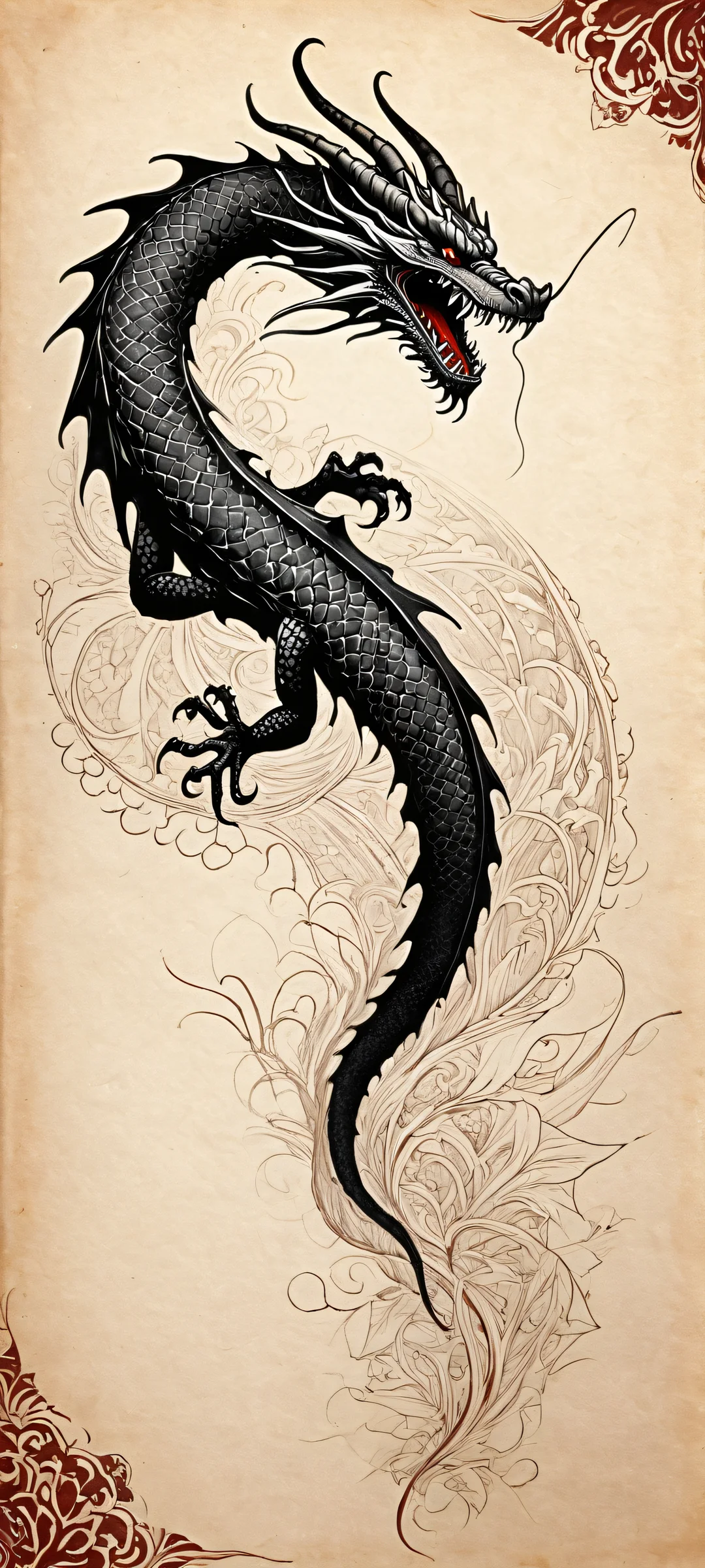 Majestic Dragon's Claw QHD Phone Backgroundperfekt optimiert für iPhone- und Android-Startbildschirme Intricately drawn dragon's claw on a pure void background, perfectly optimized for iPhone and Android home screens.