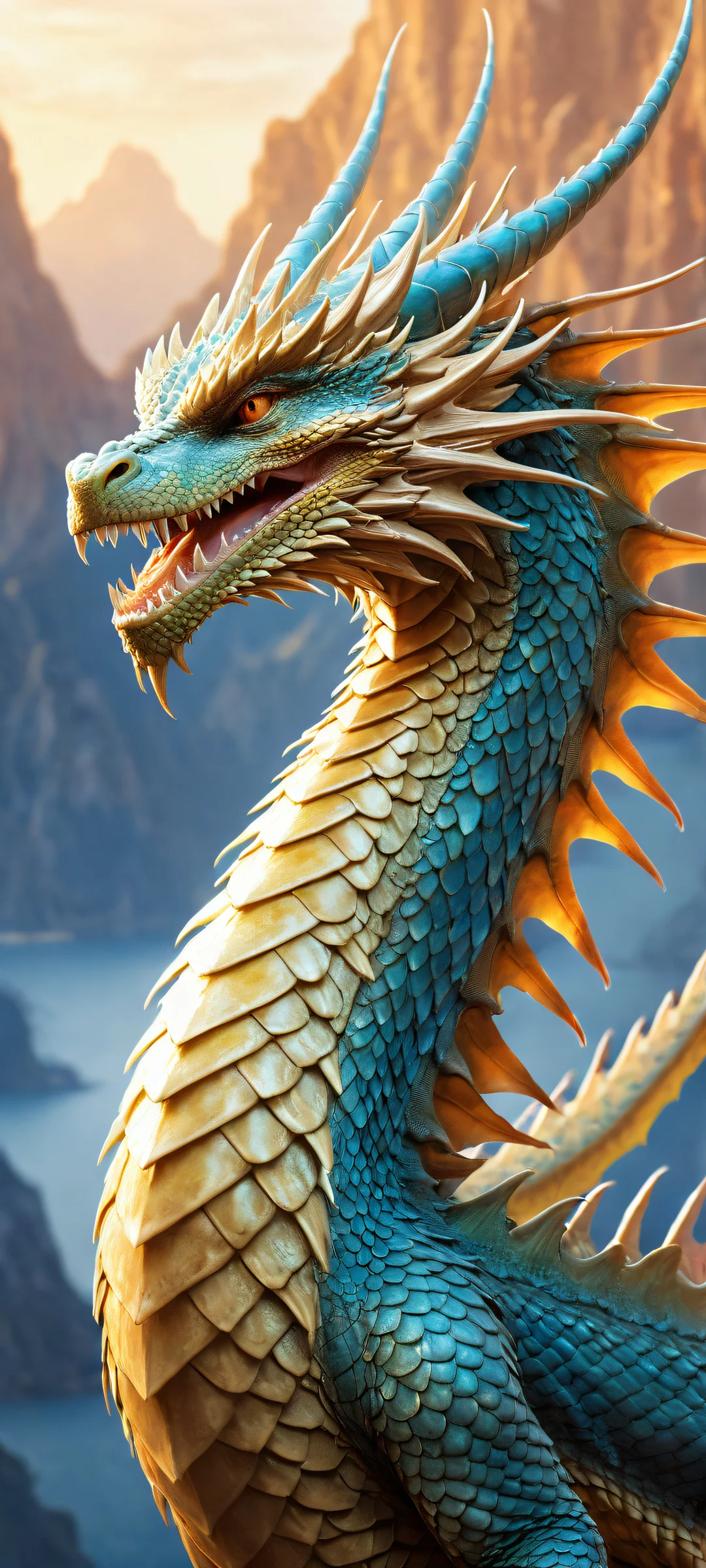 A majestic SemlaStyle dragon on a pristine void background, iPhone/Androidのホーム画面に完全に最適化.