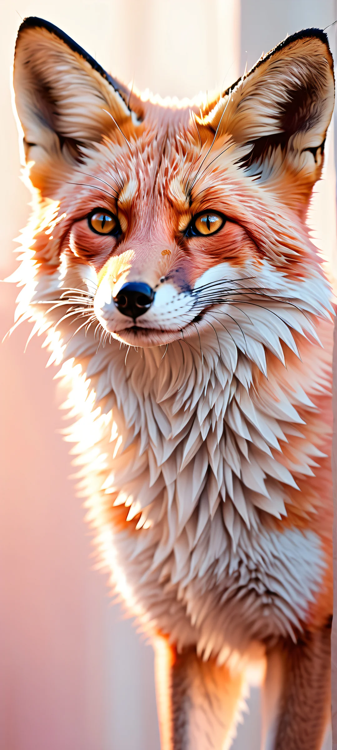 Ethereal portrait of a majestic anthro fox on a pristine white background, iPhone/Androidのホーム画面に最適.