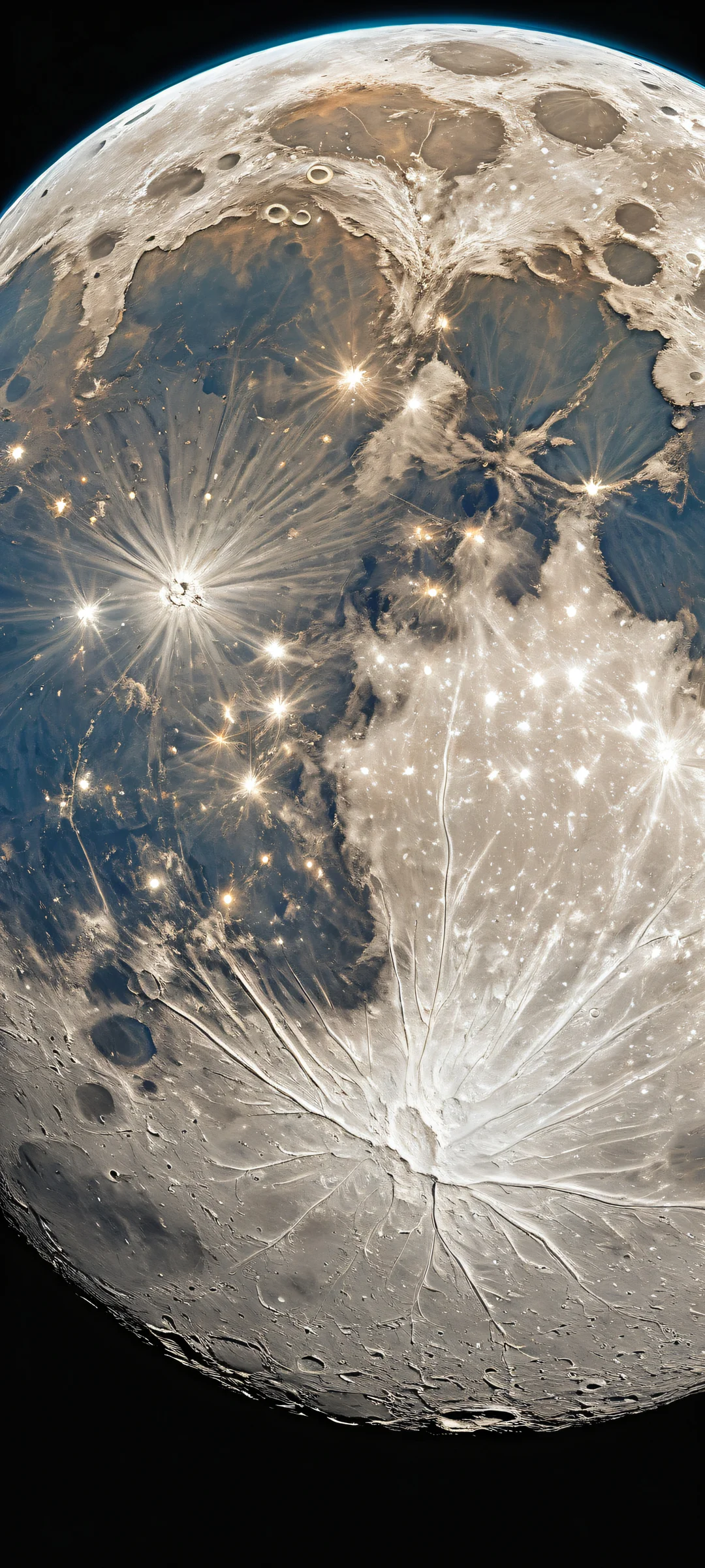 A breathtaking portrait of a majestic full moon with intricate micro-details on a black background, perfect for iPhone or Android home screens.