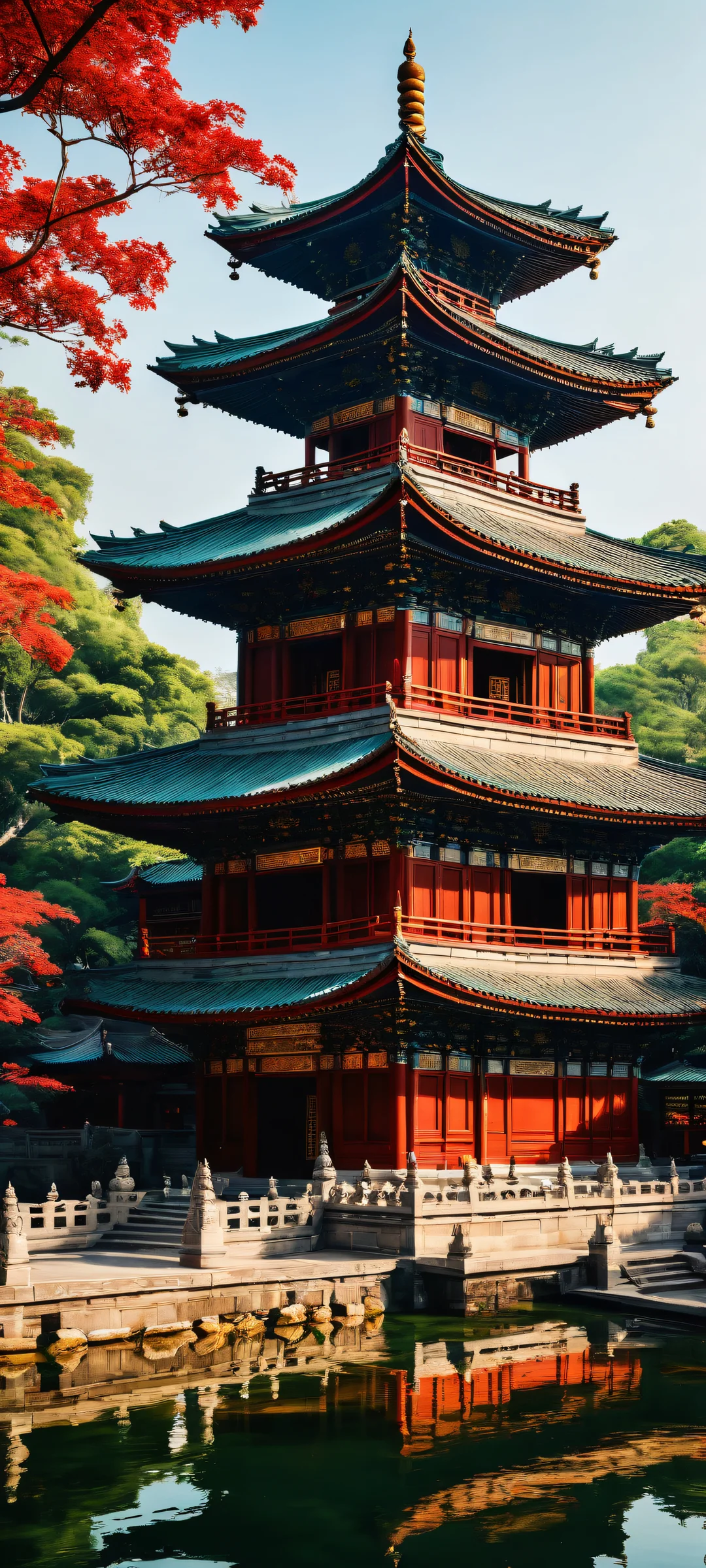iPhone/Android users will be mesmerized by this breathtaking vertical portrait of a majestic pagoda, perfekt optimiert für Home-Bildschirme.