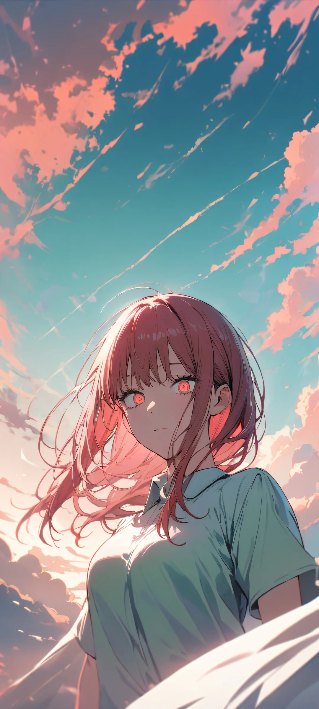 A portrait of Makima from Chainsaw Man looking directly at the viewer on an iPhone or Android device. Perfect for your mobile home screen.