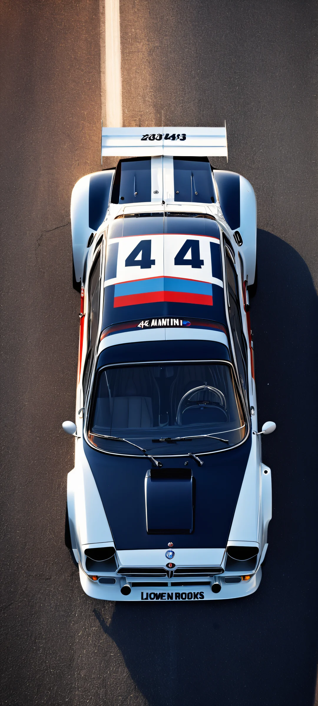 Racing Lancia 037 on a winding road at sunset, iPhone/Androidのホーム画面に完全に最適化.