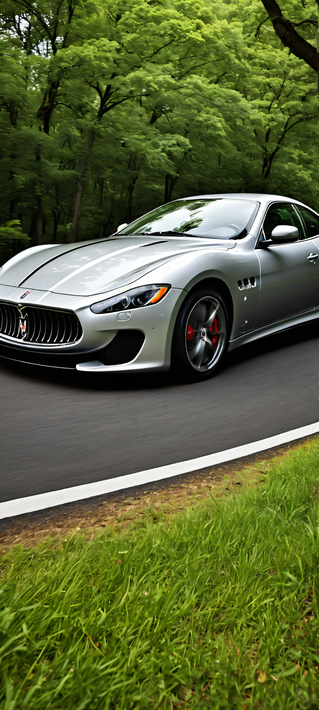 A stunning digital artwork featuring the Maserati GT3 placed in a serene oasis, parfaitement optimisé pour les écrans d'accueil iPhone et Android.