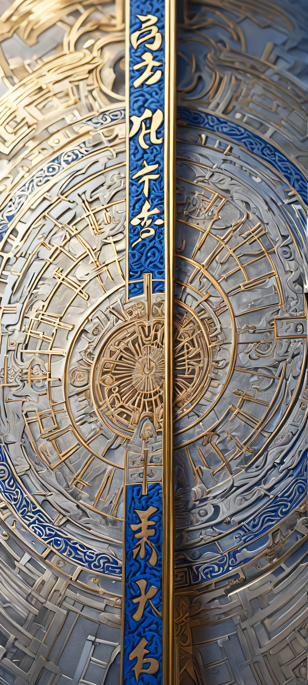 Ethereal portrait of Mauser C96 with intricate kanji inscriptions and metal patterns on iPhone/Android