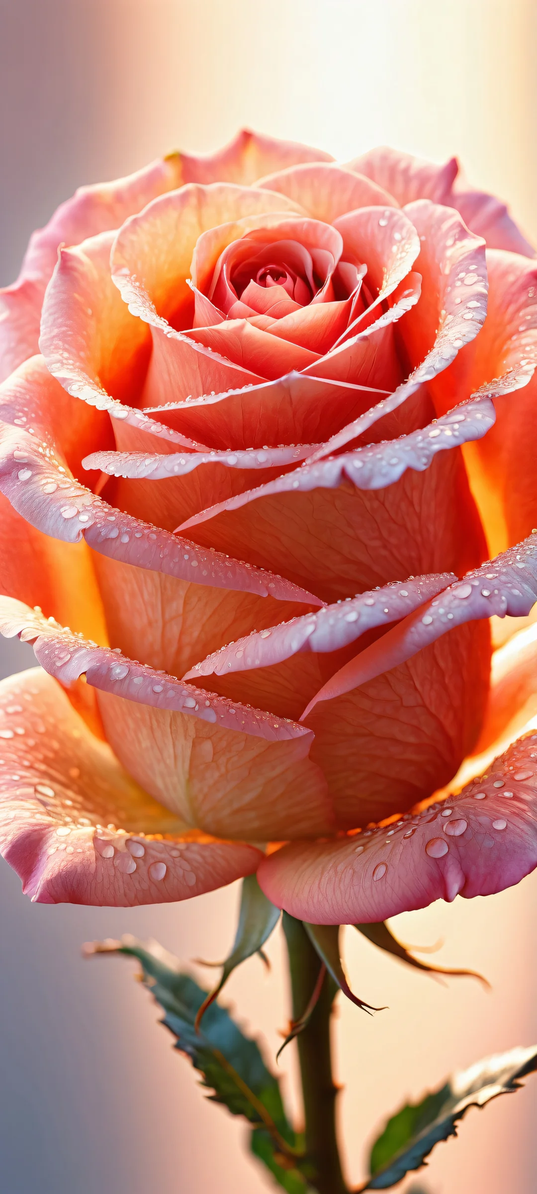 Mechanical Bloom Lock Screen for iOS & アンドロイドiPhone/Androidのホーム画面に完全に最適化 Delicate mechanical rose on a pristine void background, perfectly optimized for iPhone/Android home screens.