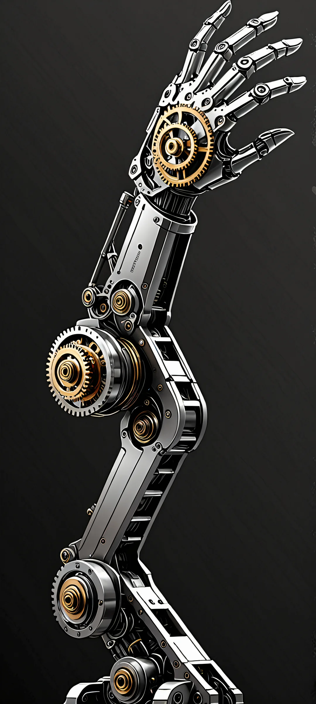 iPhone/Android wallpaper featuring a stunning robotic arm with intricate details and ethereal lighting.