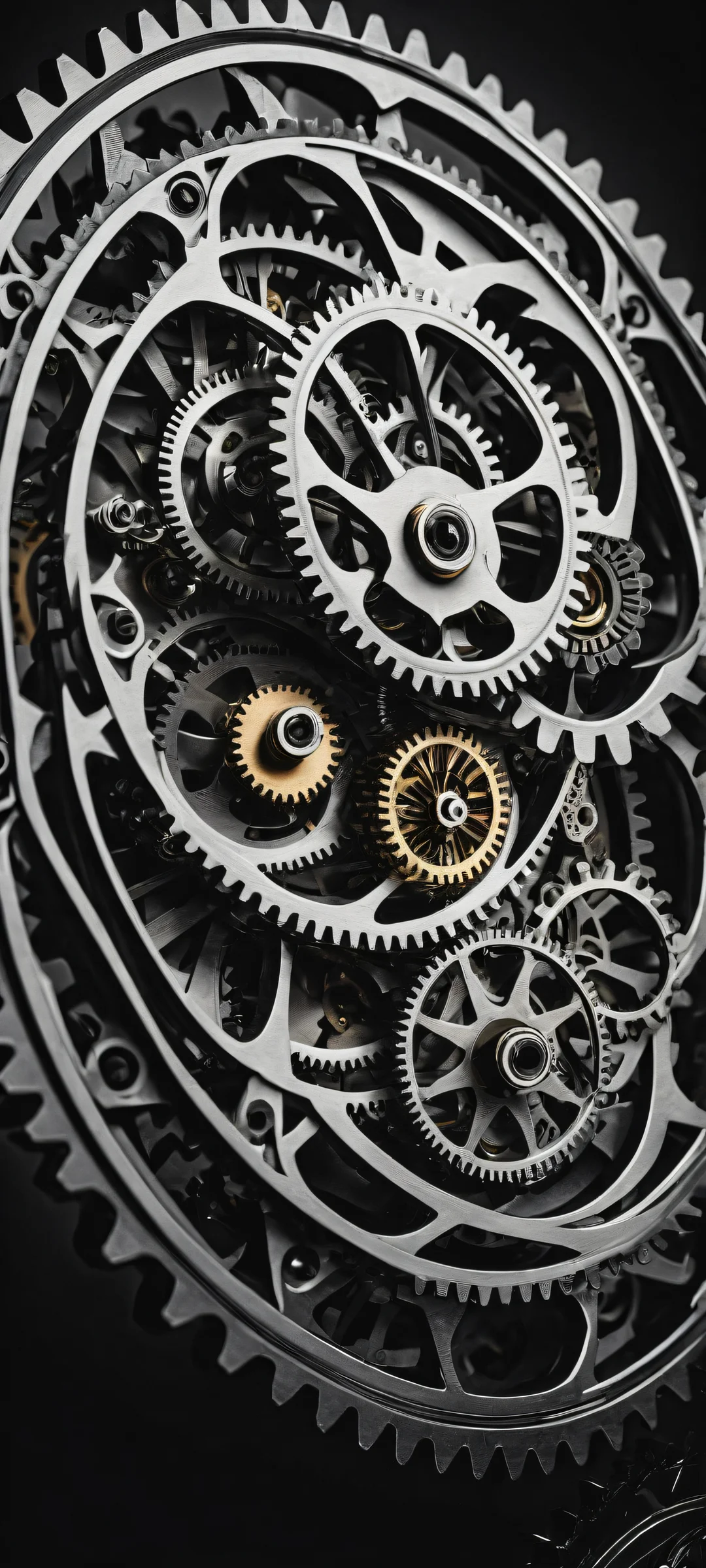 Delicate mechanical gear on a dark background for iPhone/Android