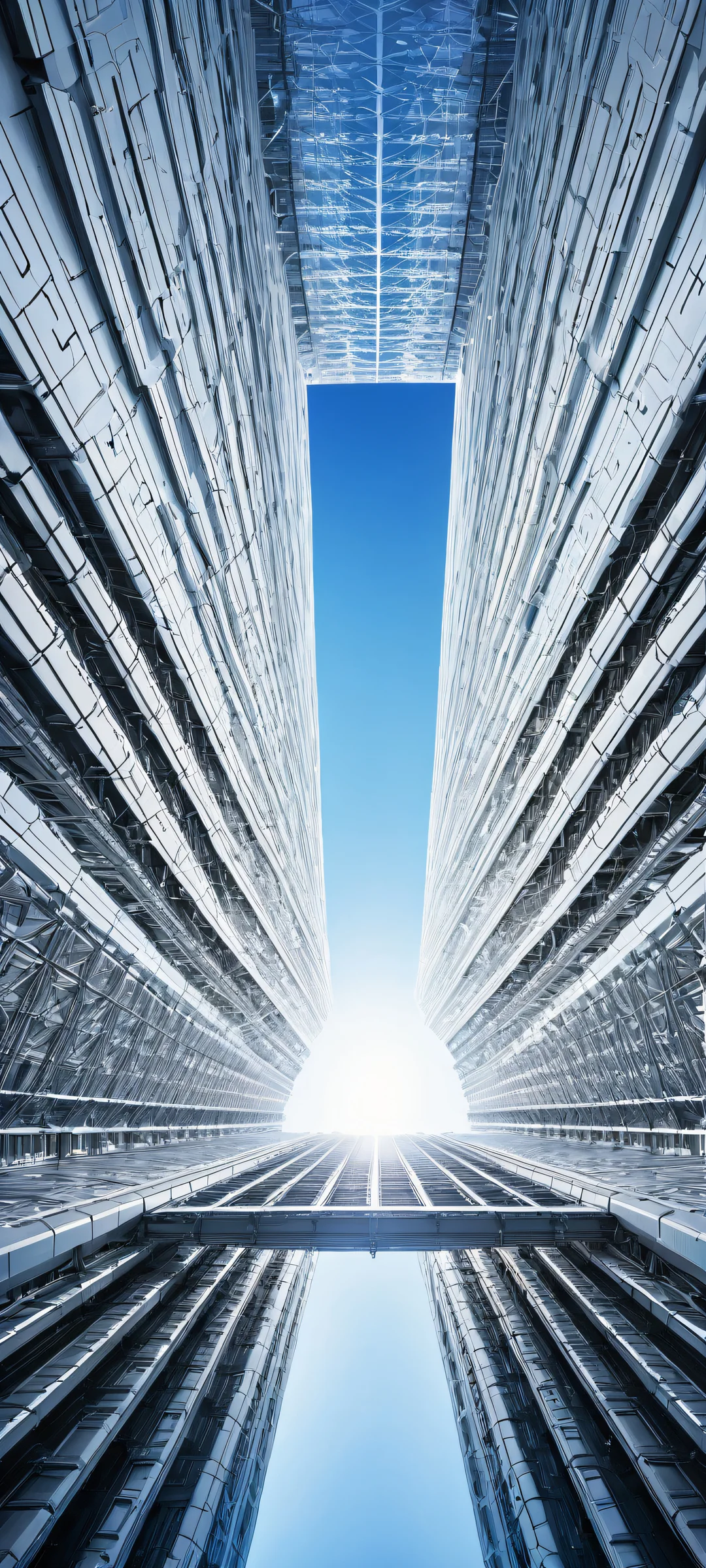 Ethereal landscape featuring a futuristic megastructure with intricate details, perfect for iPhone and Android home screens.