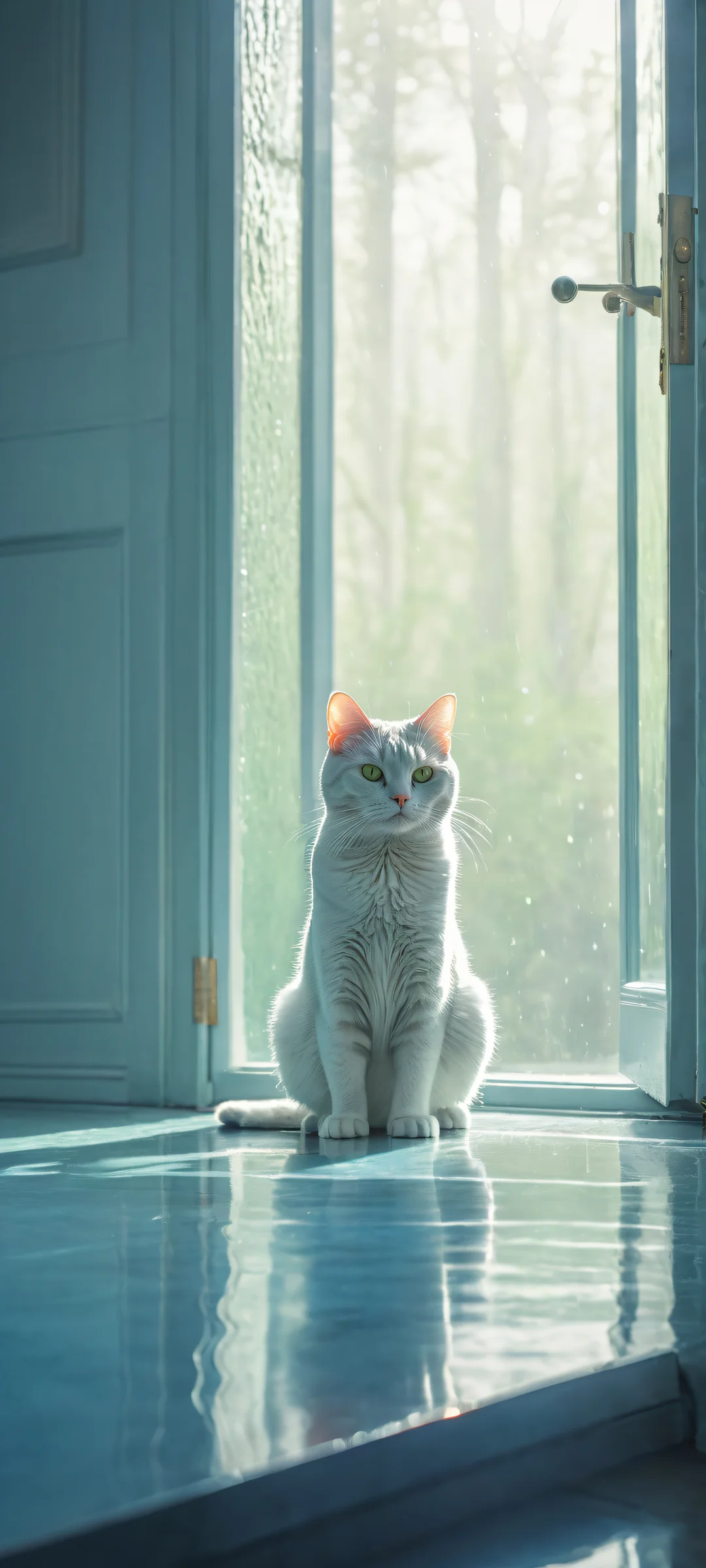 Ditto waiting for its trainer in a dimly lit room with rain pouring outside the window. Perfectly optimized for iPhone and Android home screens.