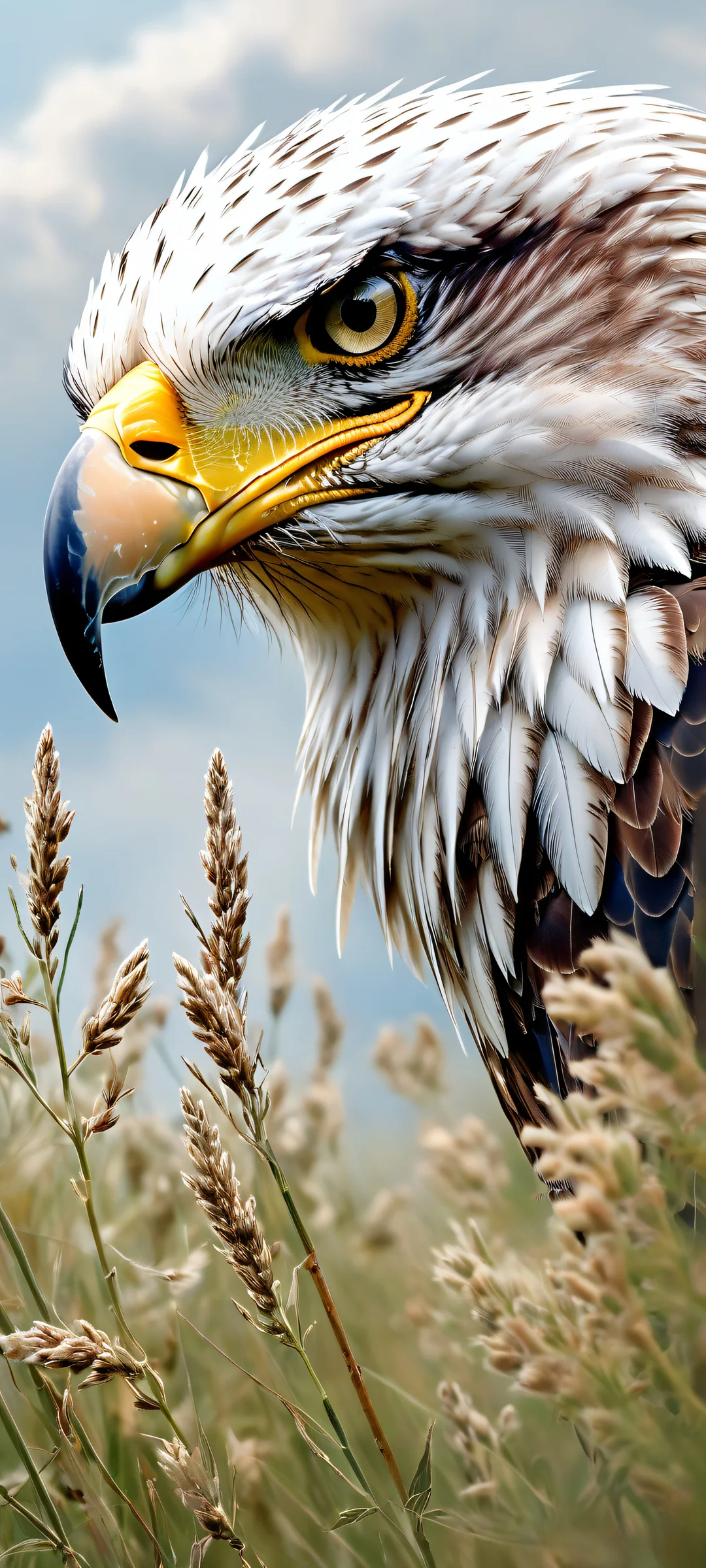 A lone figure amidst wild grasses and an abandoned F-15 Eagle fighter jet, perfectly optimized for iPhone and Android home screens.