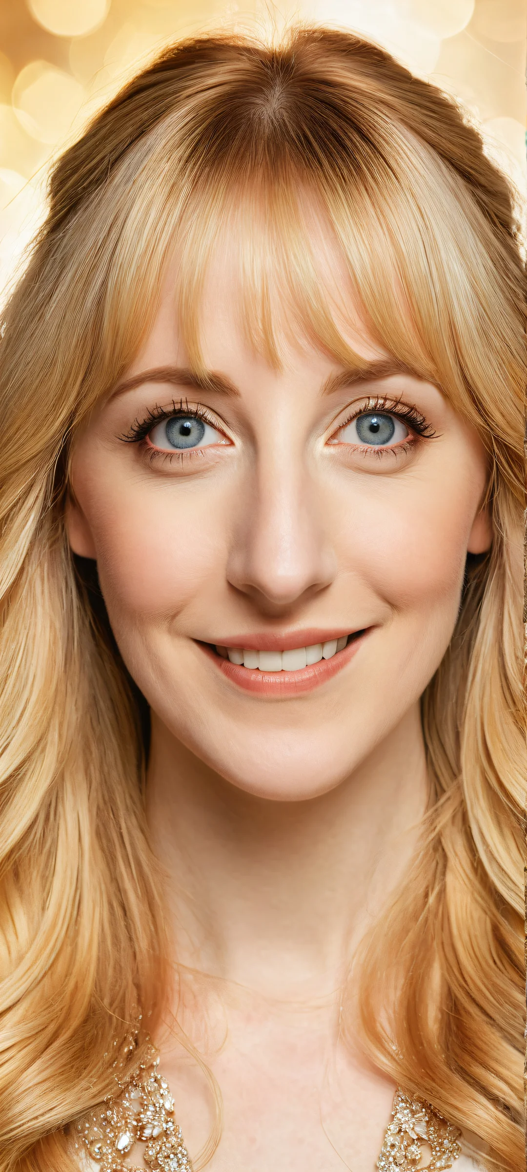 Melissa Rauch's portrait with ethereal glow, perfect for iPhone and Android screens.