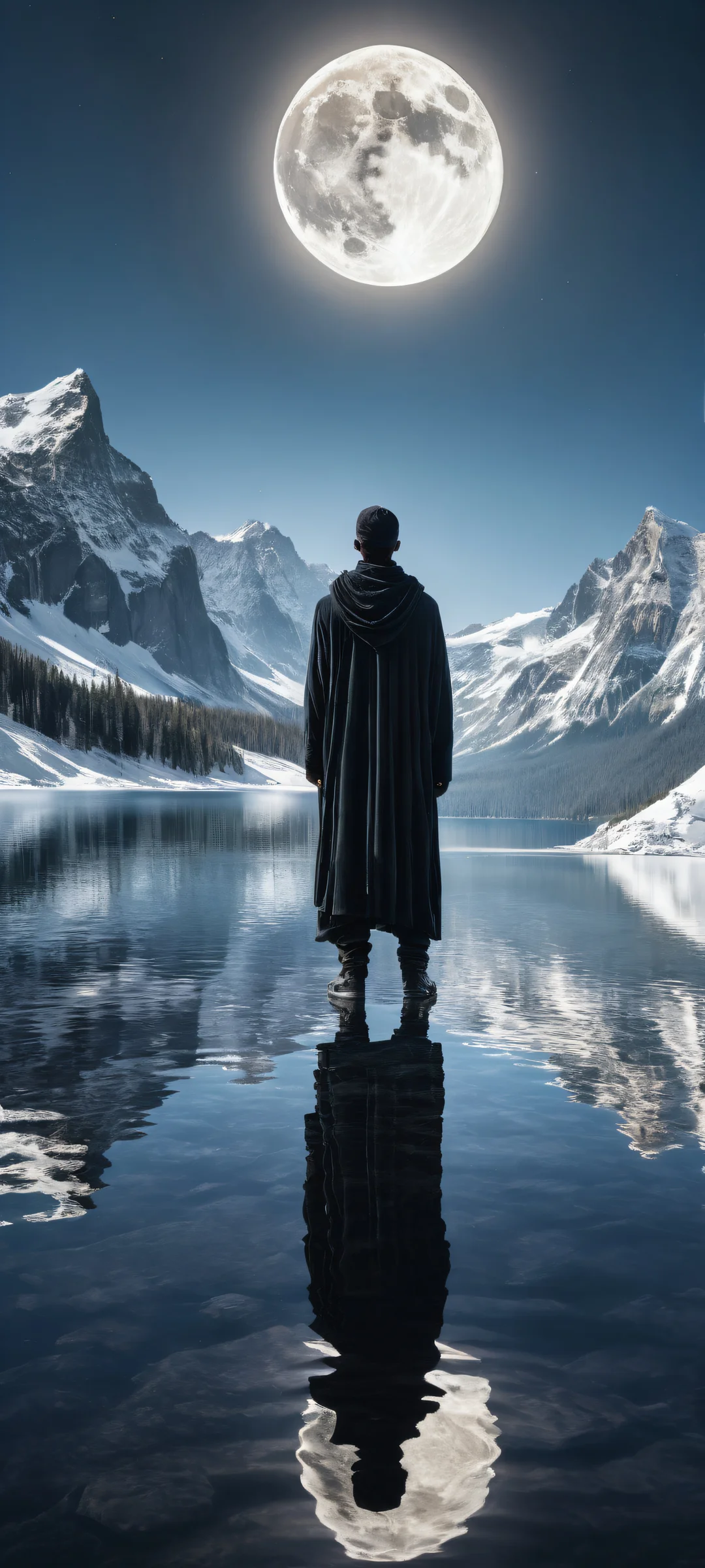 Breathtaking vertical portrait artwork of a massive black eclipse and swirling ash-filled clouds on an iPhone or Android device.