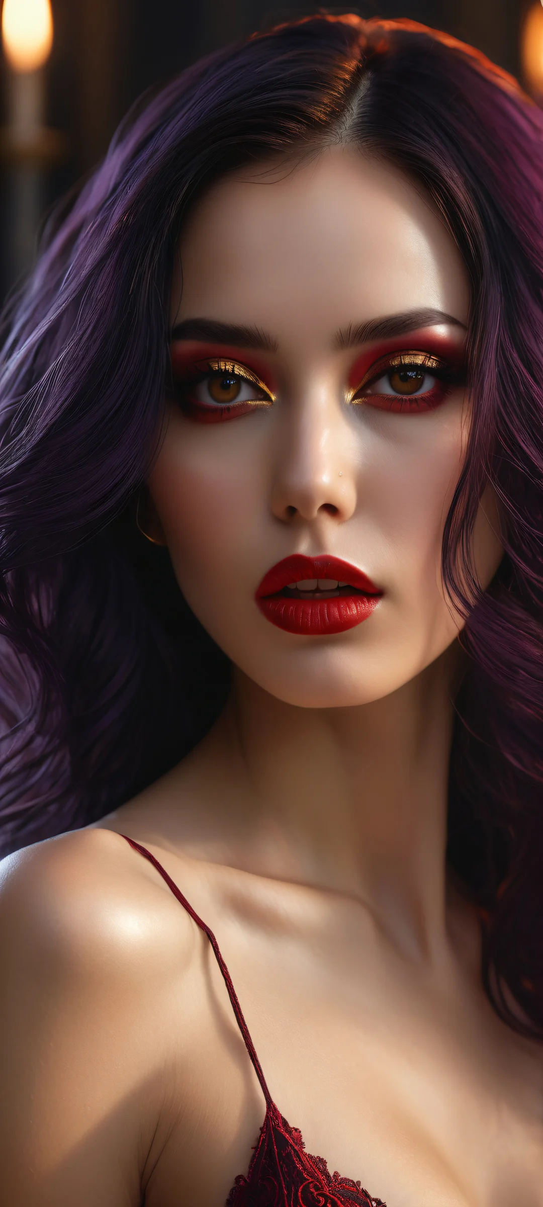 A sultry beauty against a dark void, iPhone と Android のホーム画面に完全に最適化.